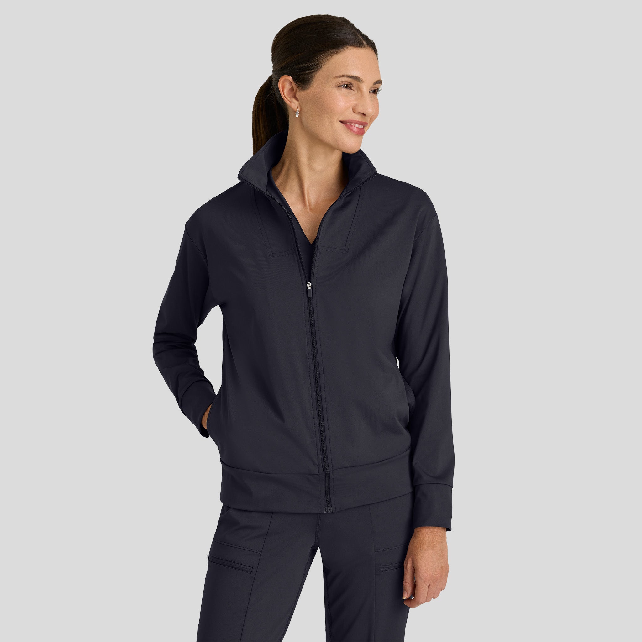 Ease Knit Warm-Up Jacket | Steel