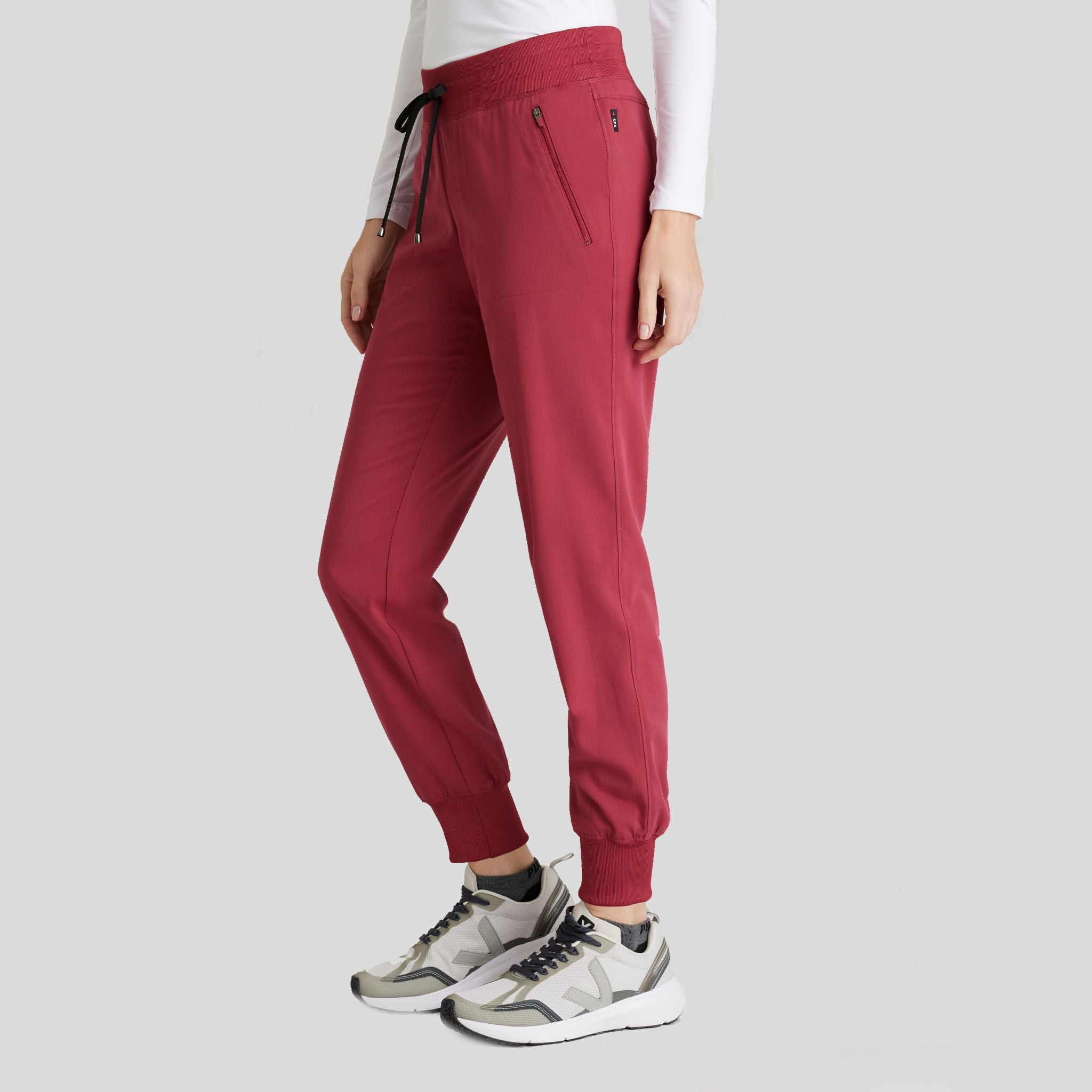 Eden 5-Pocket Mid-Rise Jogger Scrub Pant | Maple Red