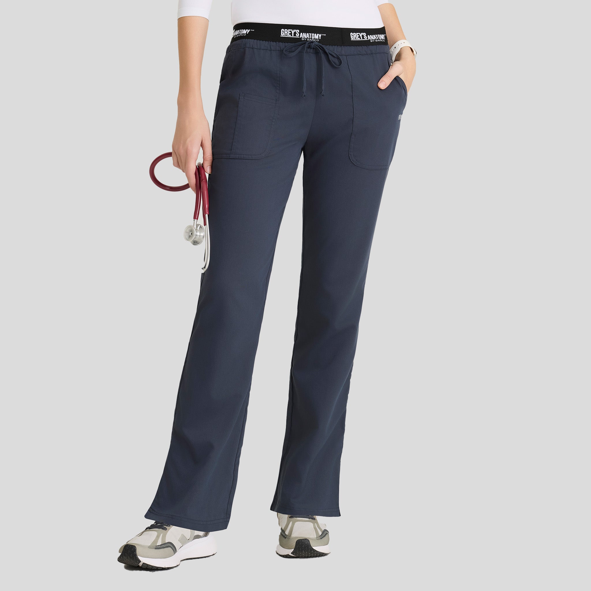 Aubrey 3-Pocket Low-Rise Flared Leg Scrub Pant | Steel