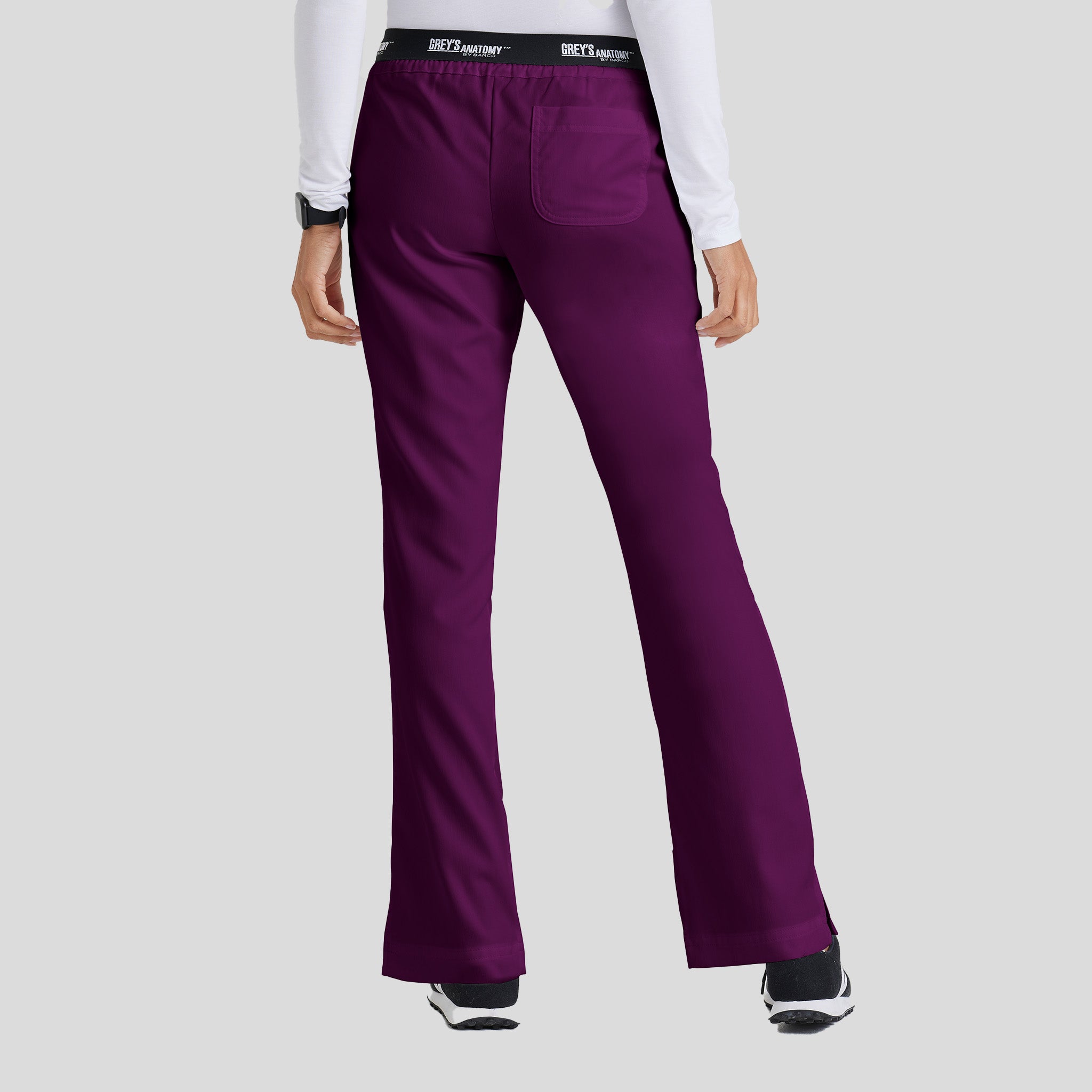 Aubrey 3-Pocket Low-Rise Flared Leg Scrub Pant | Wine