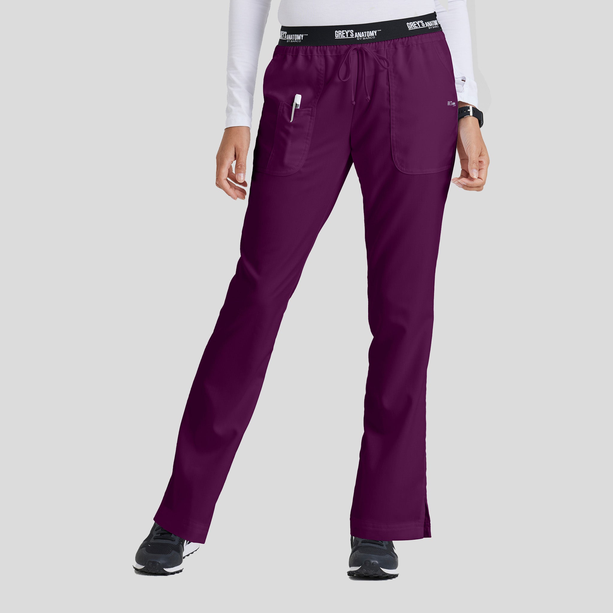 Aubrey 3-Pocket Low-Rise Flared Leg Scrub Pant | Wine