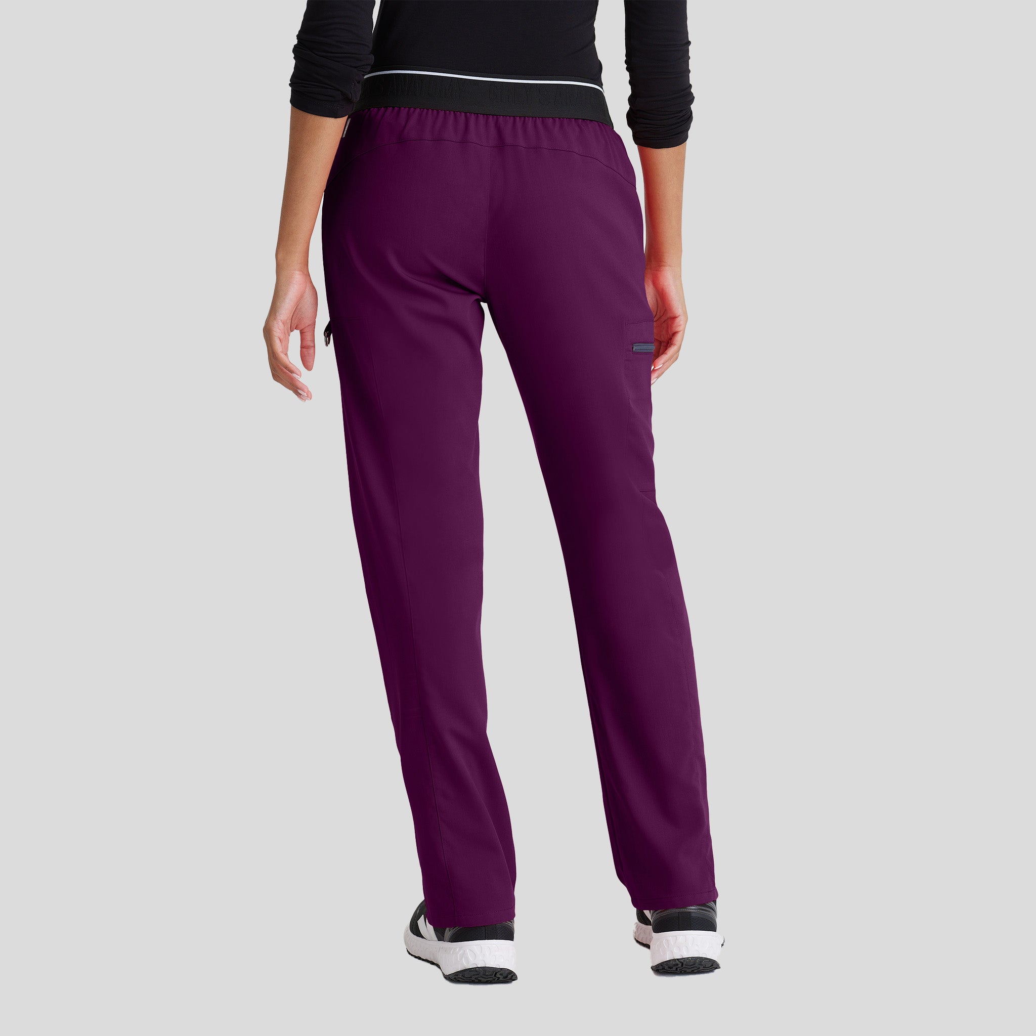 Kim 3-Pocket Mid-Rise Straight Leg Scrub Pant | Wine