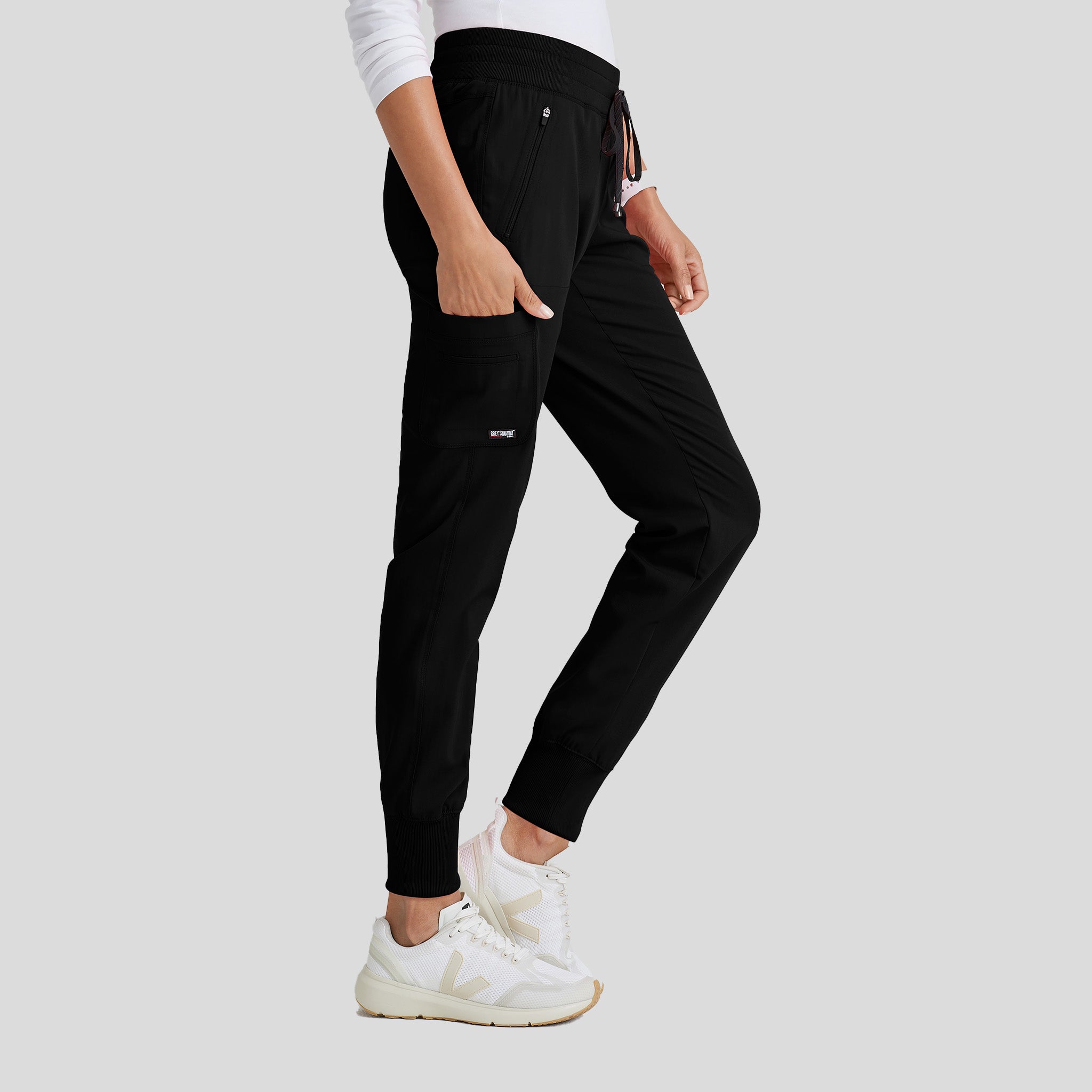 Eden 5-Pocket Mid-Rise Jogger Scrub Pant | Black
