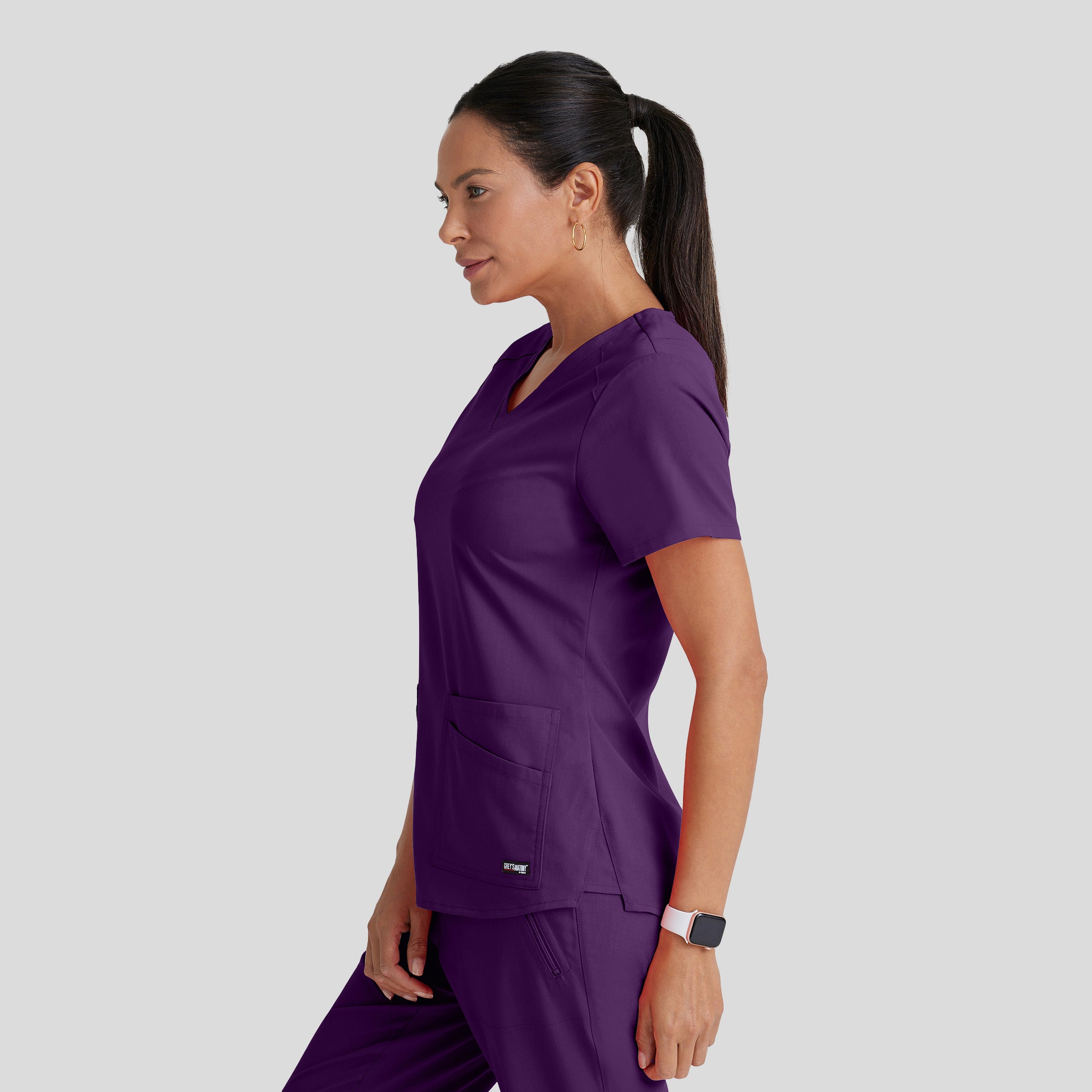 Emma 4-Pocket V-Neck Scrub Top | Eggplant