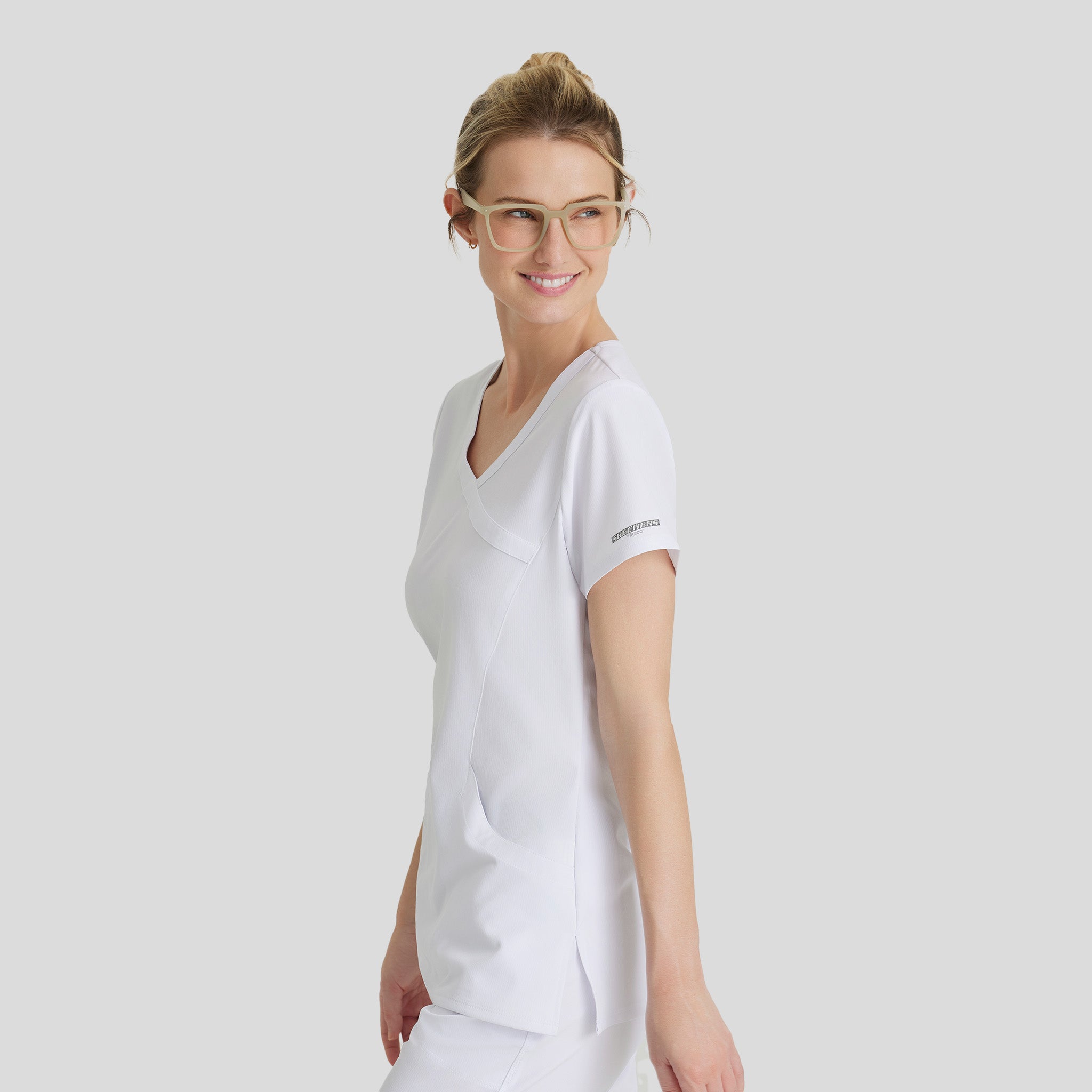 Reliance 3-Pocket Crossover V-Neck Scrub Top | White