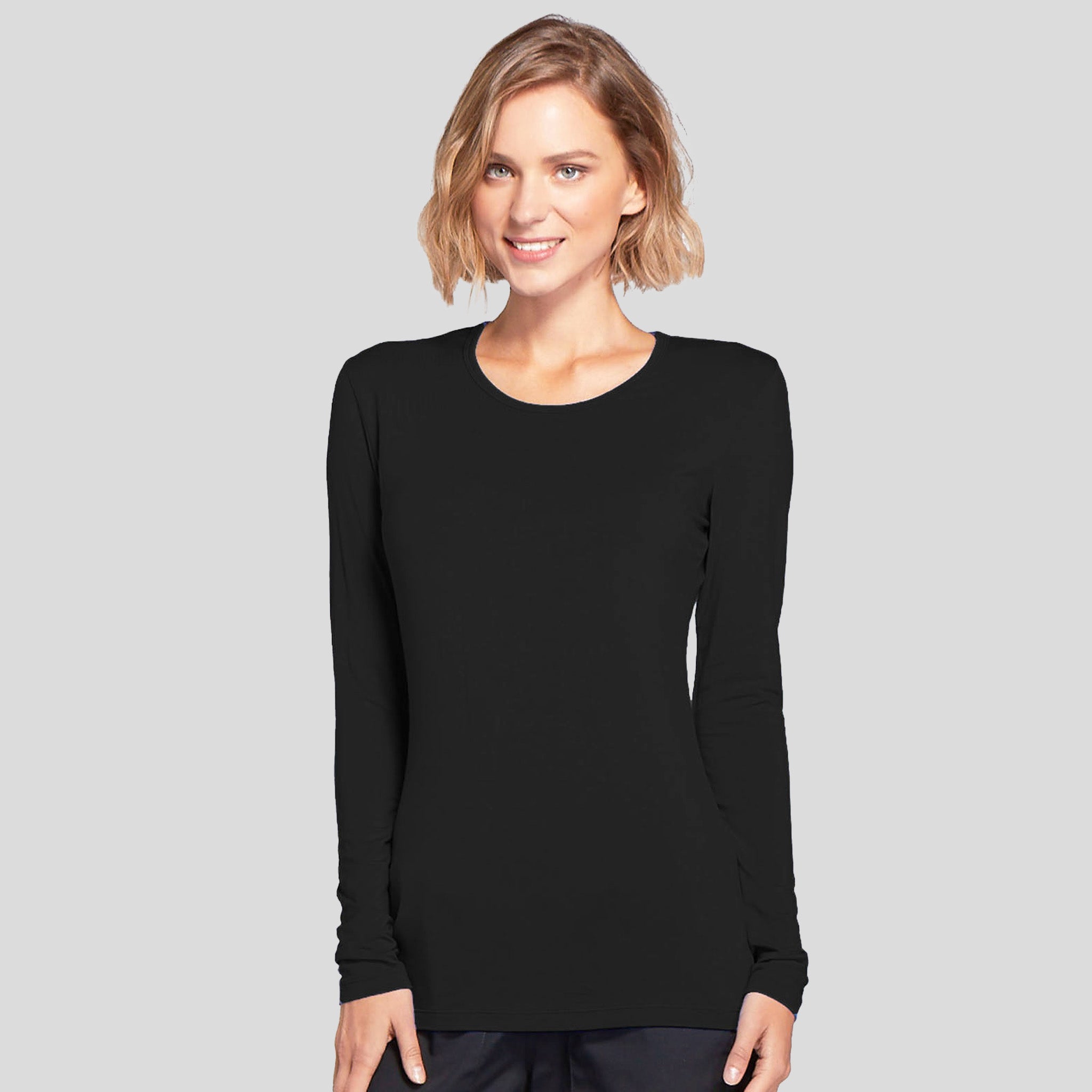 Long Sleeve Knit Underscrub | Black