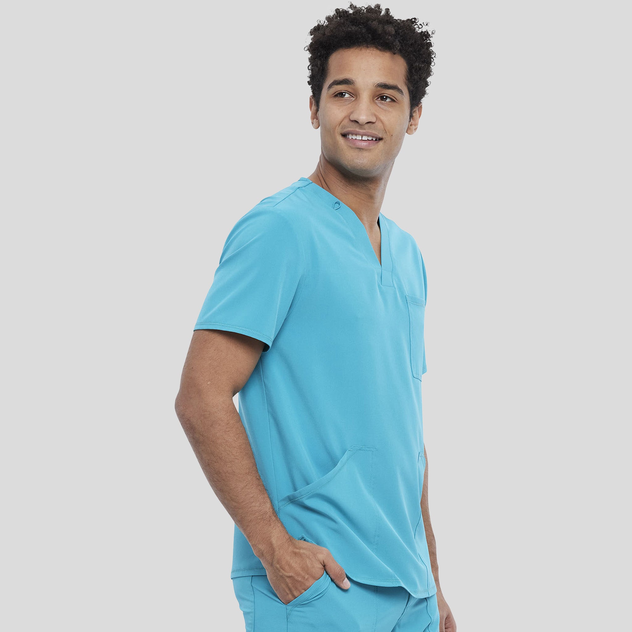 Men's V-Neck Top | Teal Blue