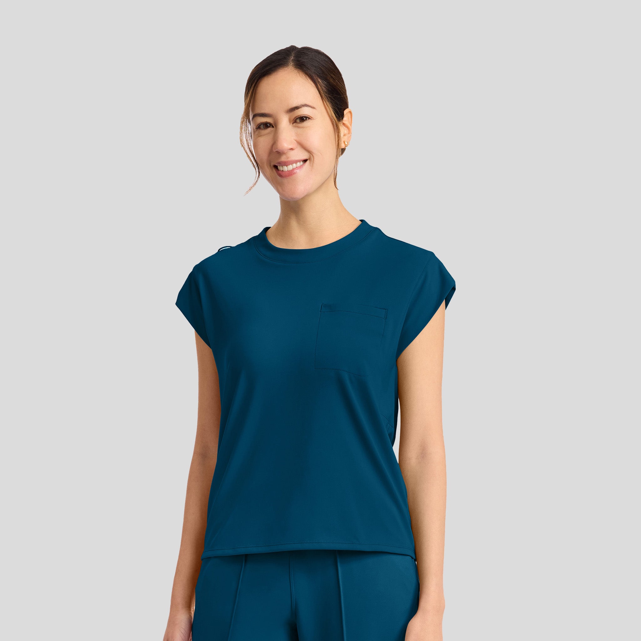 Achieve Crew Neck Scrub Top | Caribbean