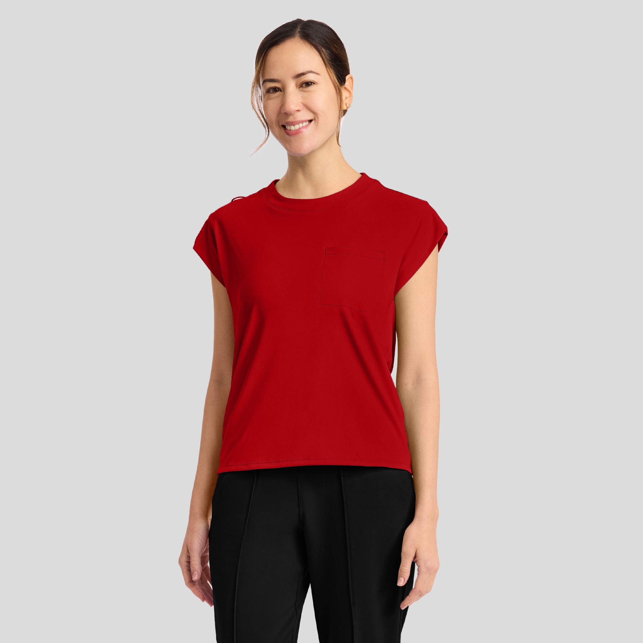 Achieve Crew Neck Scrub Top | Red