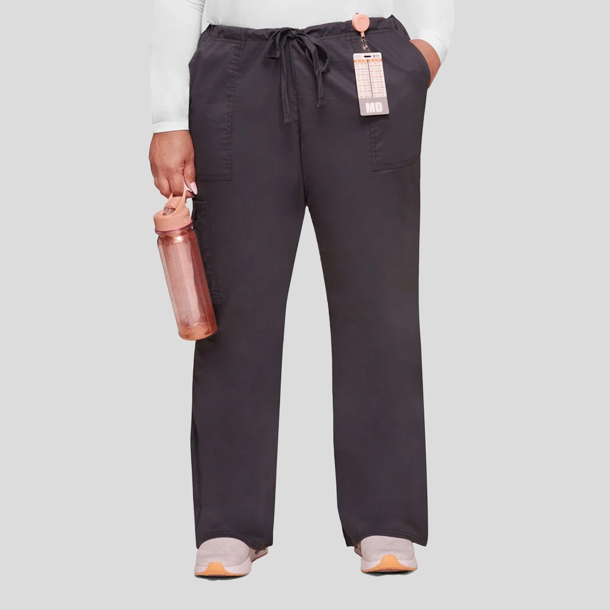 Flare Leg Drawstring Scrub Pant | Pewter
