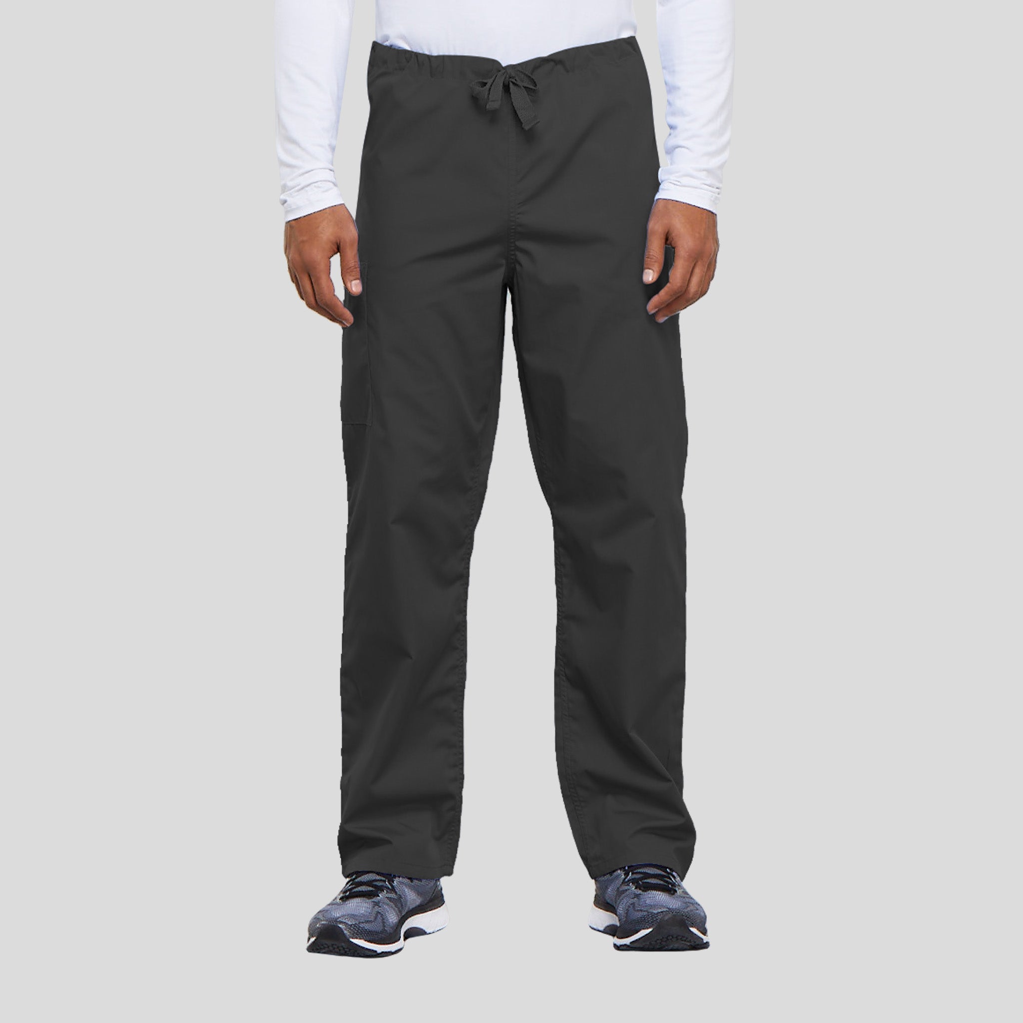 Unisex Drawstring Cargo Scrub Pant | Pewter