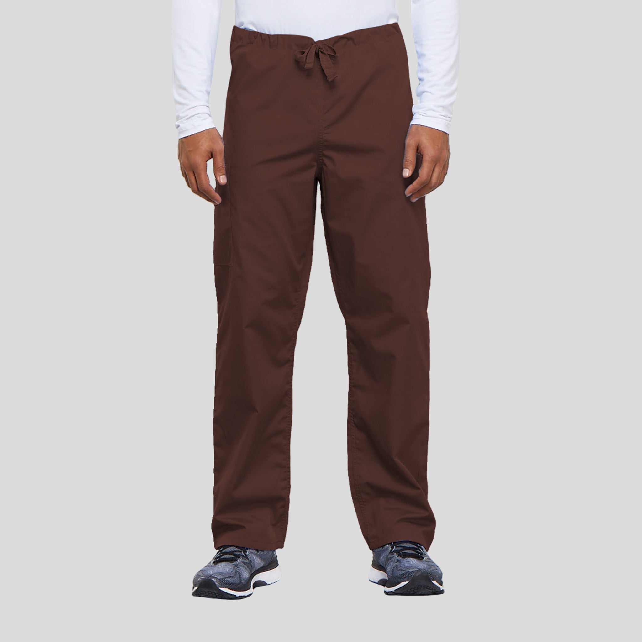 Unisex Drawstring Cargo Scrub Pant | Chocolate