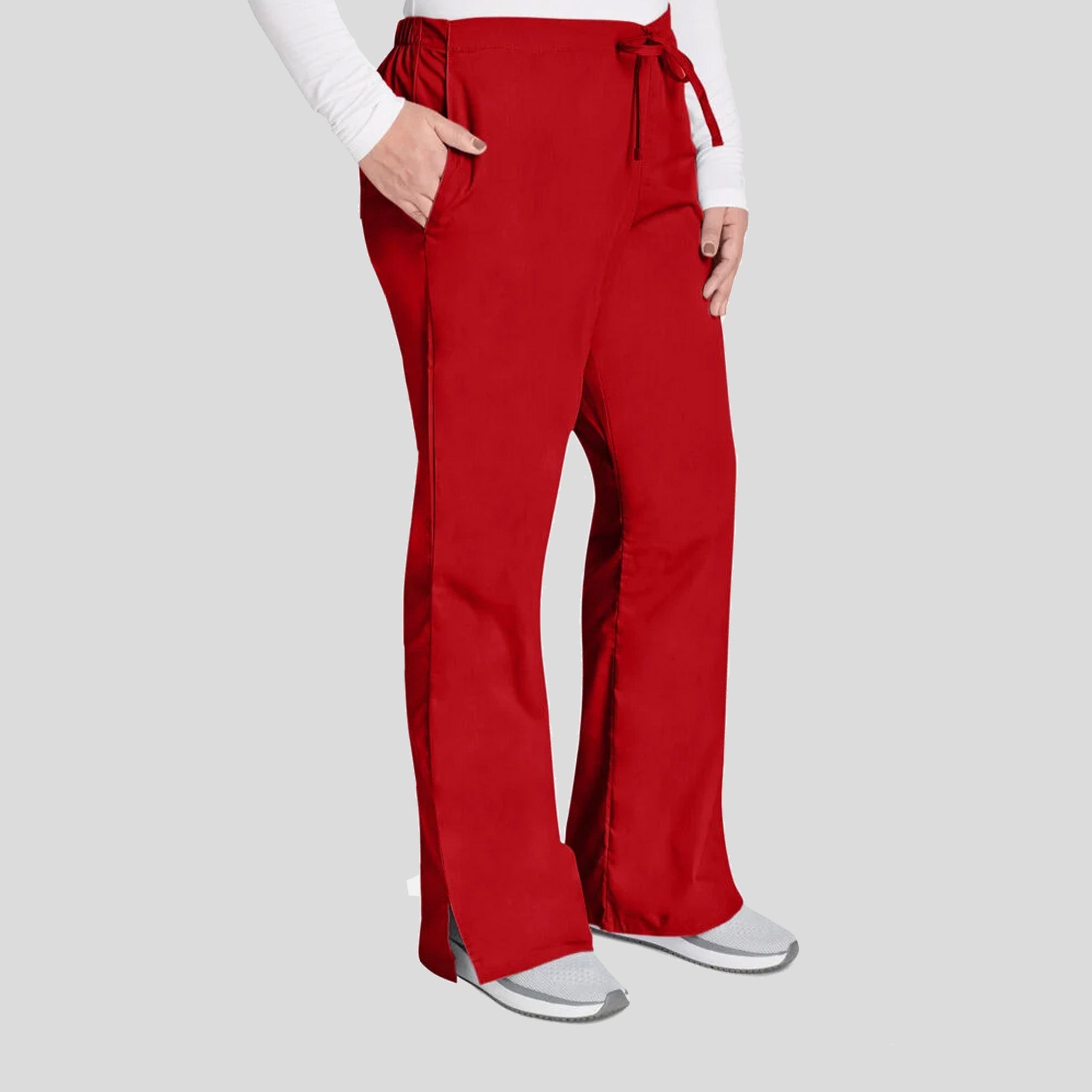 Natural Rise Flare Leg Drawstring Pant | Red