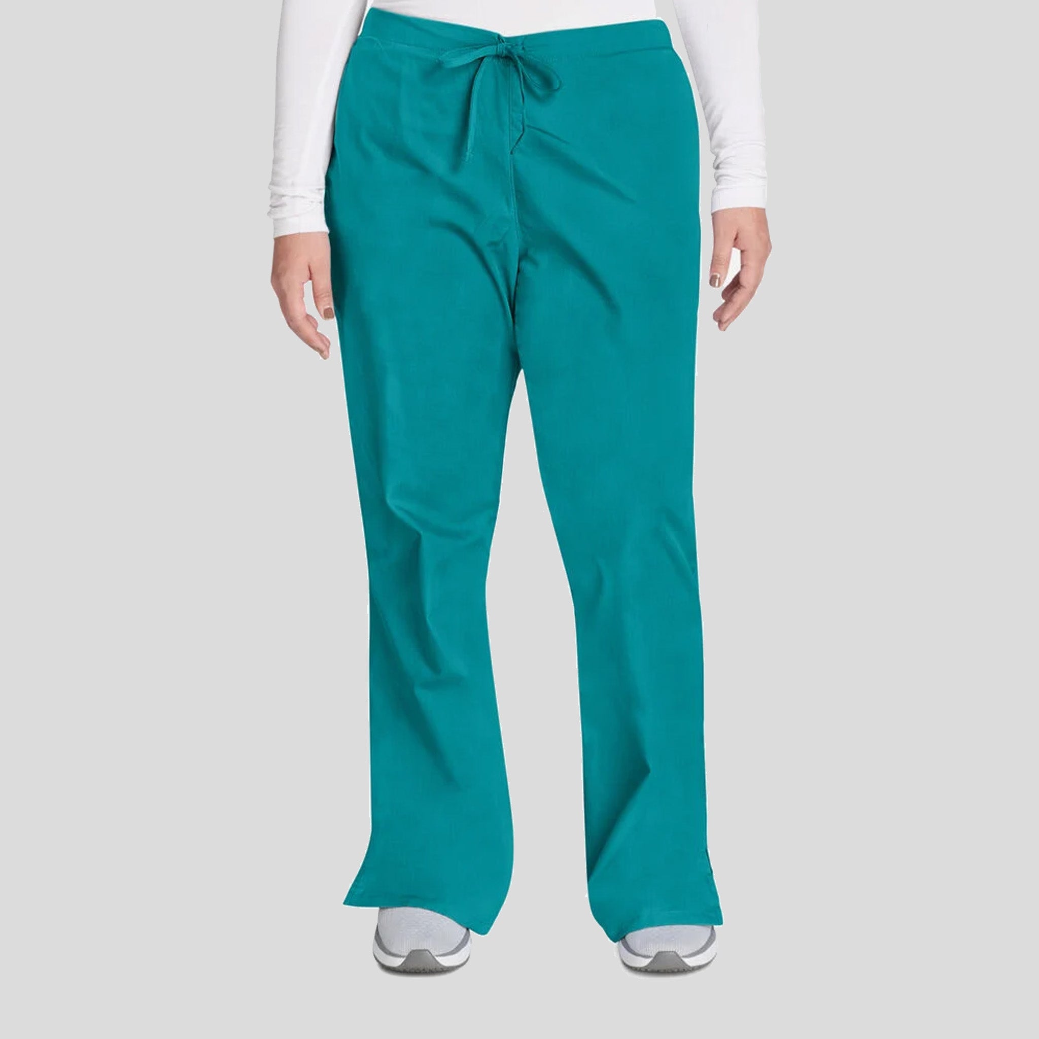 Natural Rise Flare Leg Drawstring Pant | Teal
