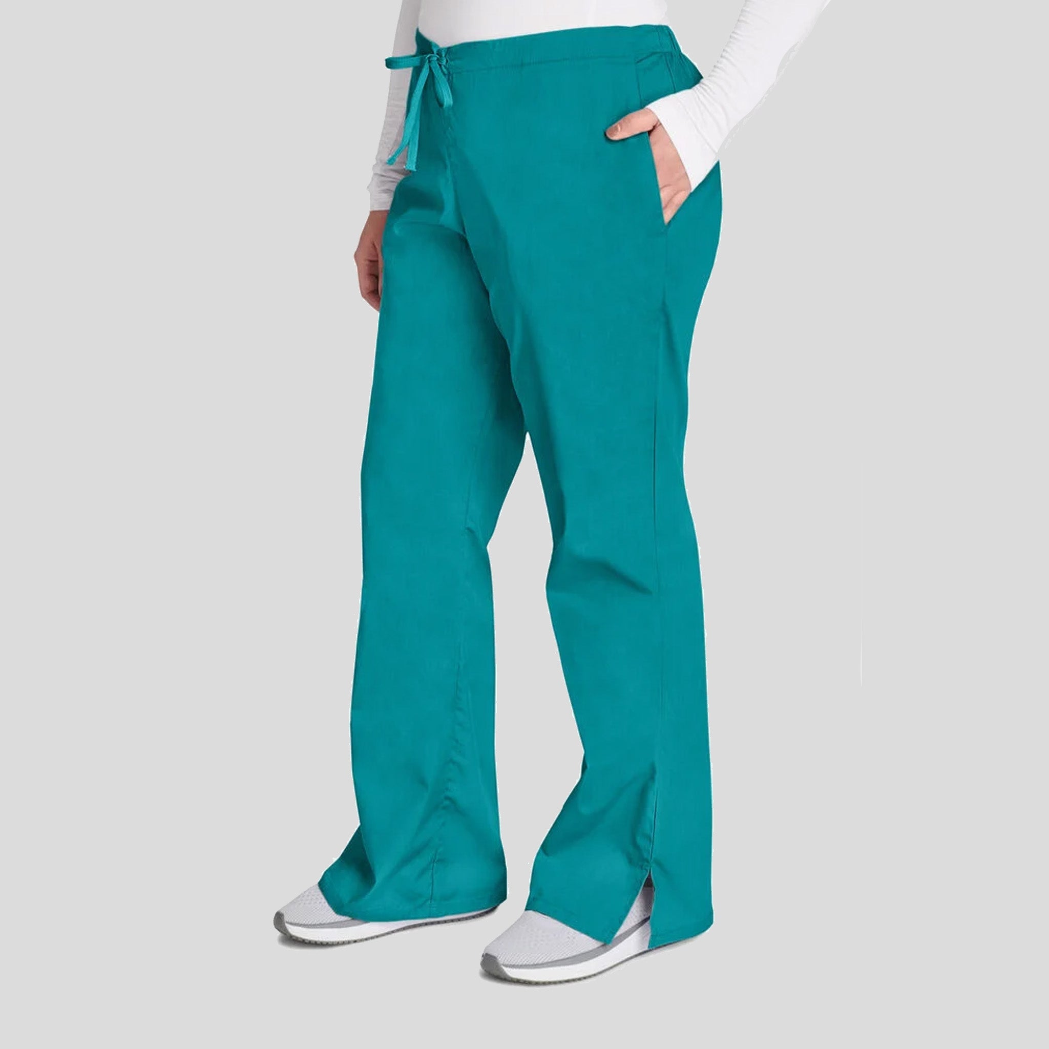 Natural Rise Flare Leg Drawstring Pant | Teal