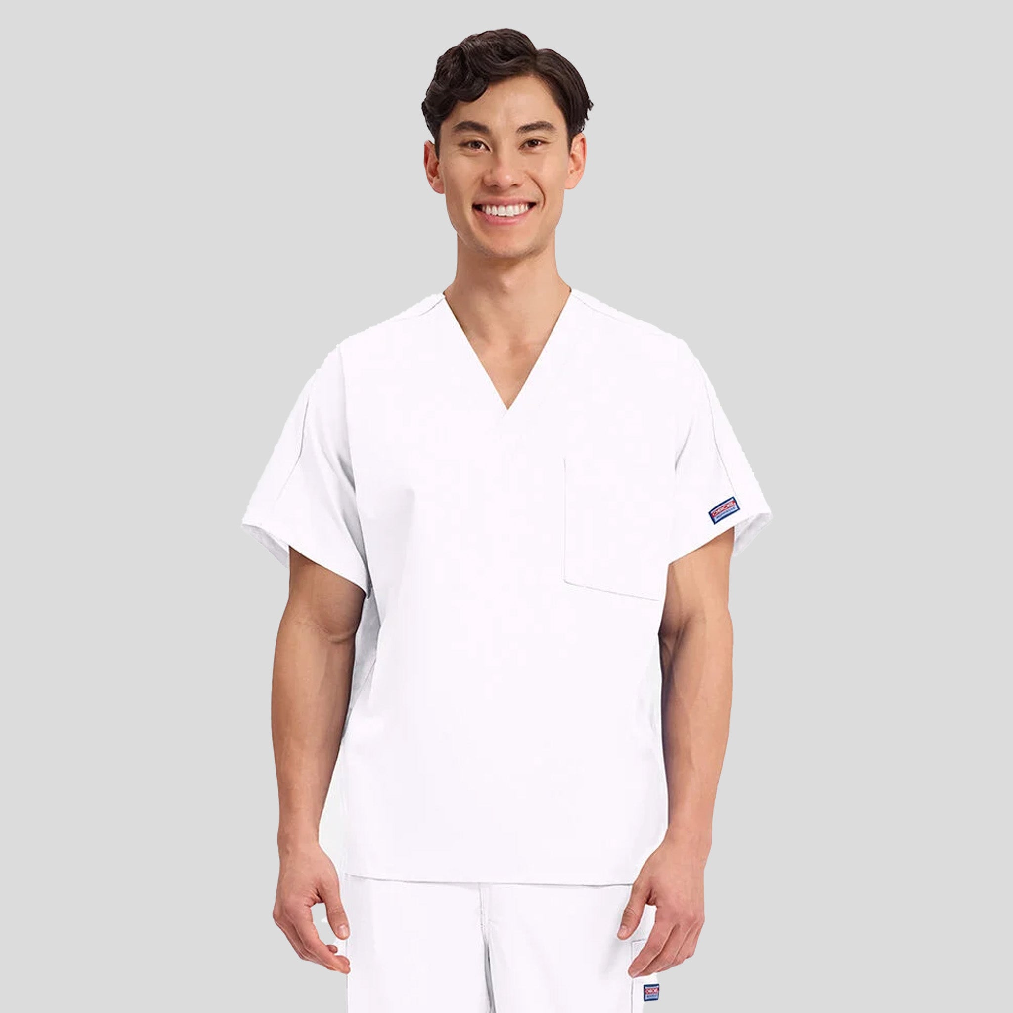 Unisex V-Neck 1 Pocket | White