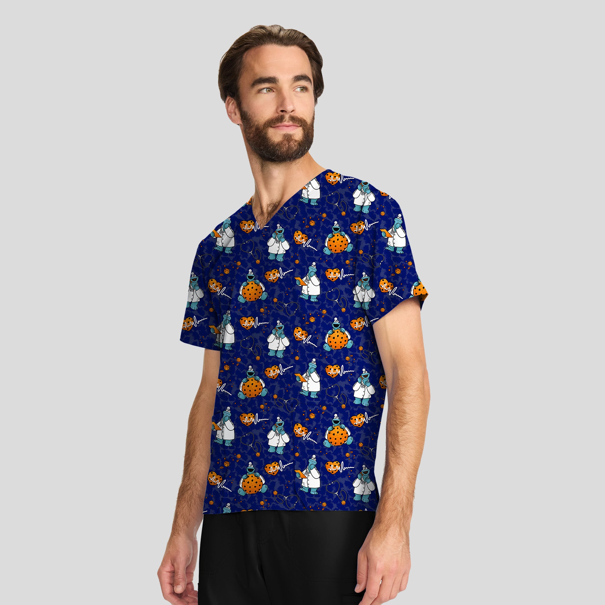 Doctor Cookies Unisex Print Scrub Top