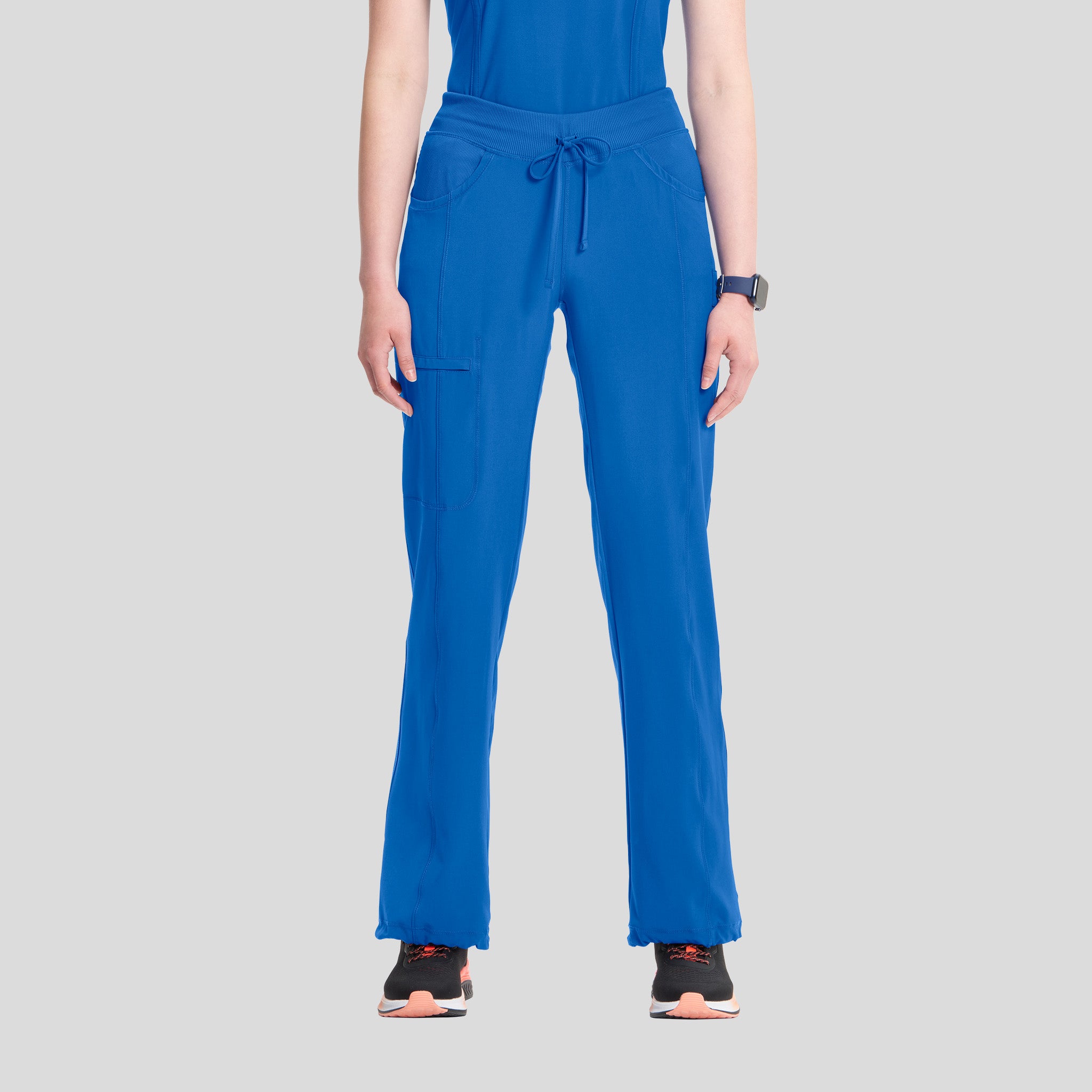 Rib Knit Drawstring Waist Scrub Pant | Royal