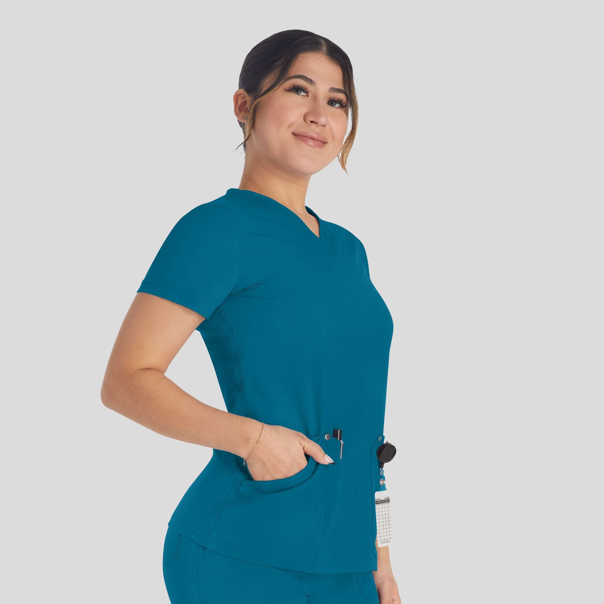Women's V-Neck Scrub Top | Caribbean