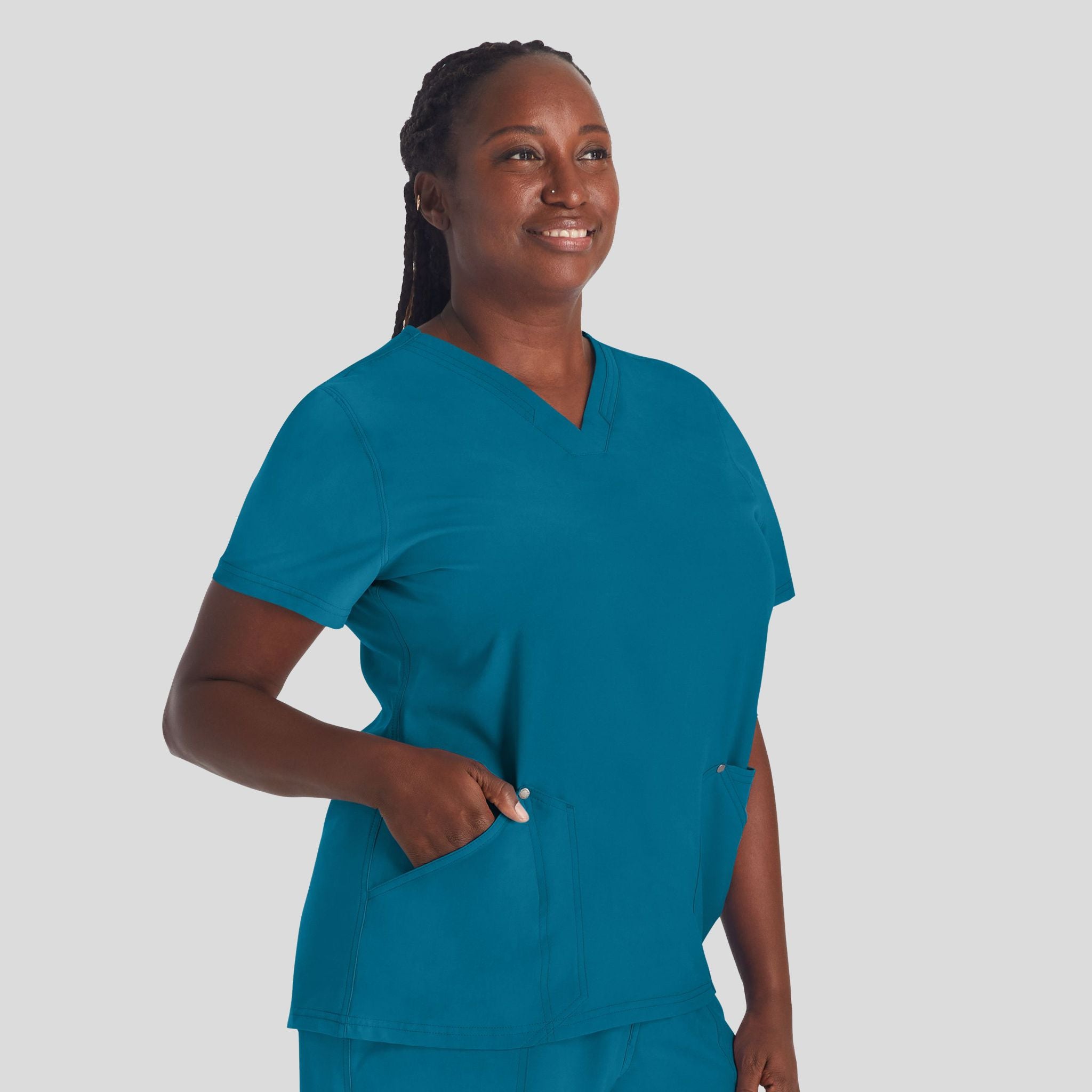 Women's V-Neck Scrub Top | Caribbean