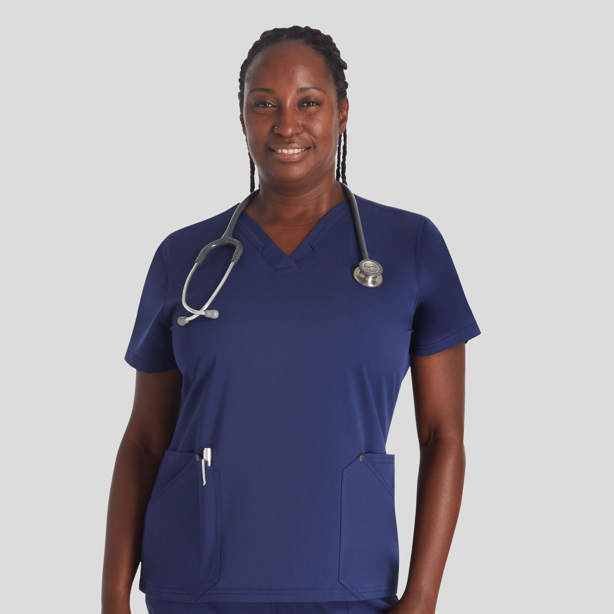 Women's V-Neck Scrub Top | Navy