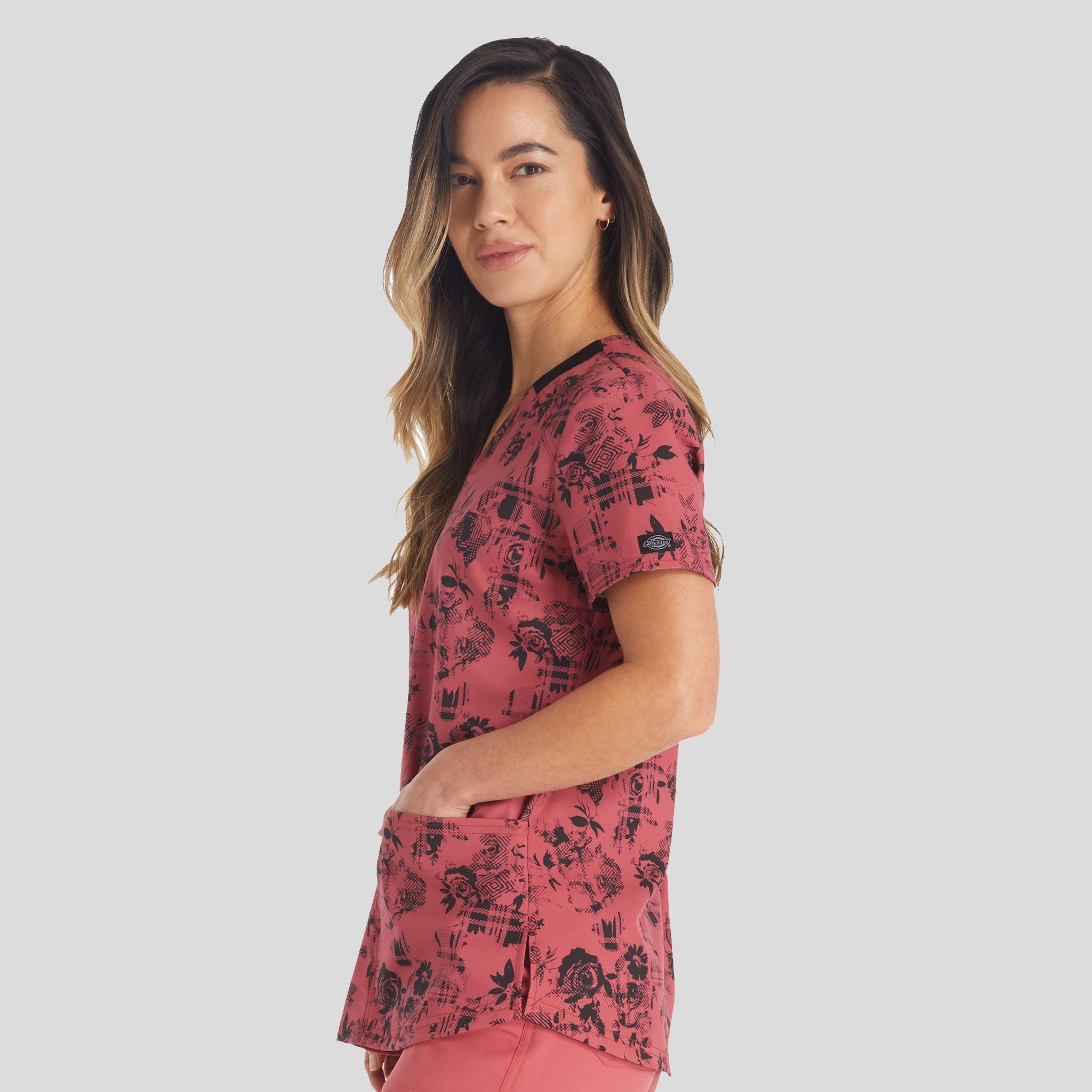 Grunge N Roses Print Top