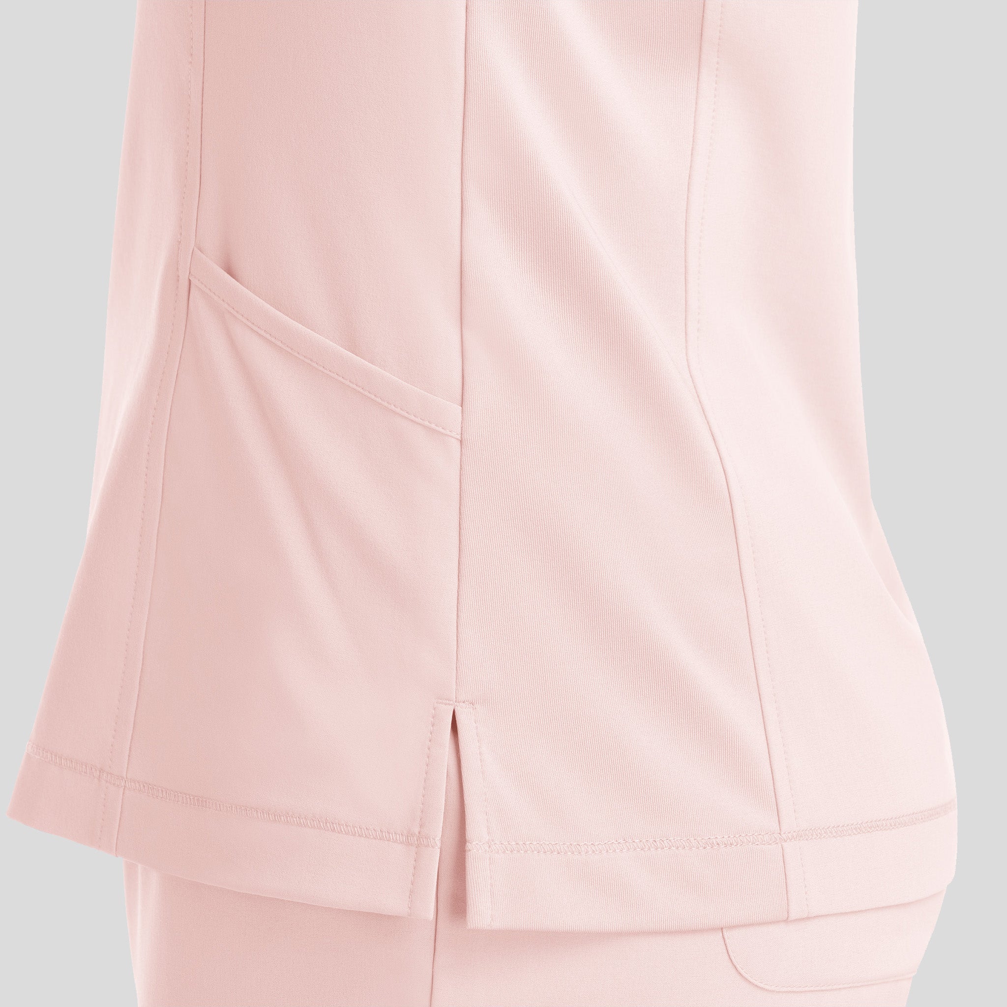 Notched Crew Neck Top | Icy Pink