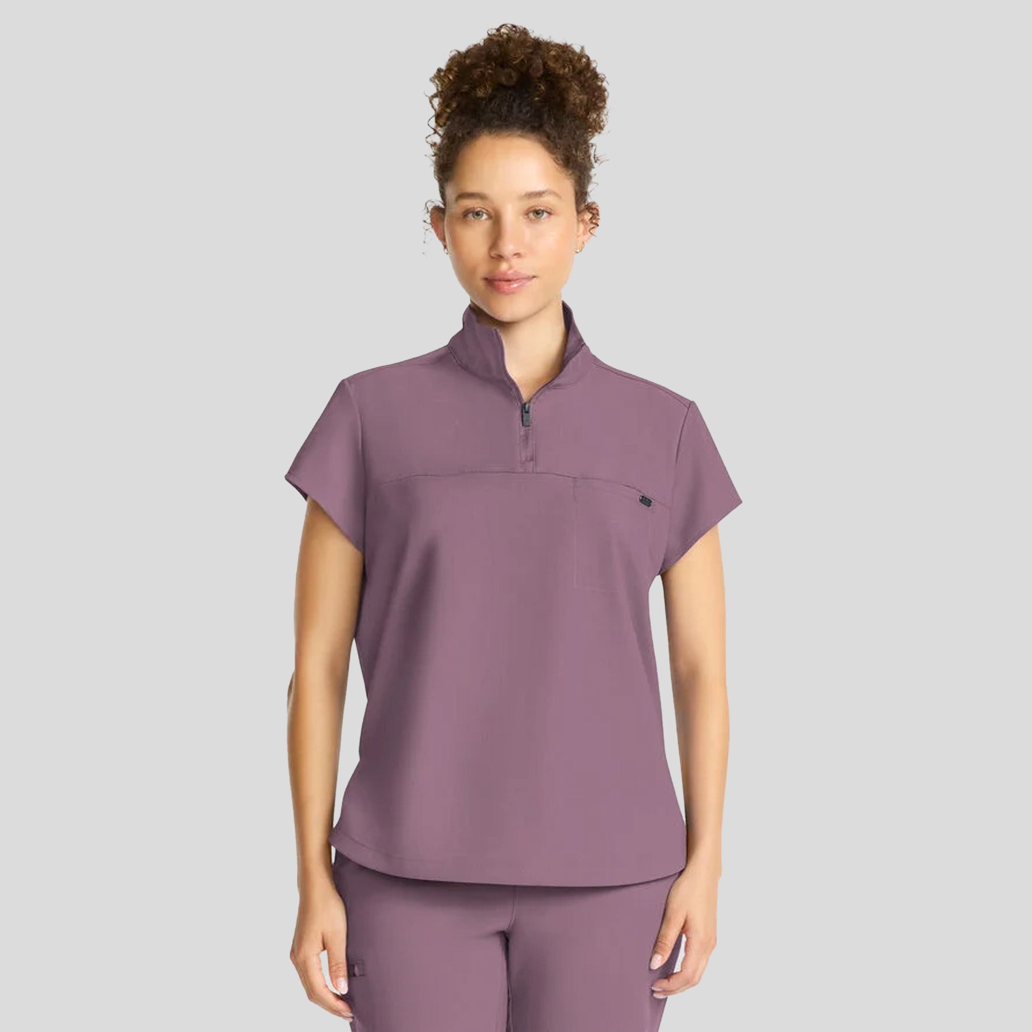 Women's Bella Quarter Zip Scrub Top | Elderberry