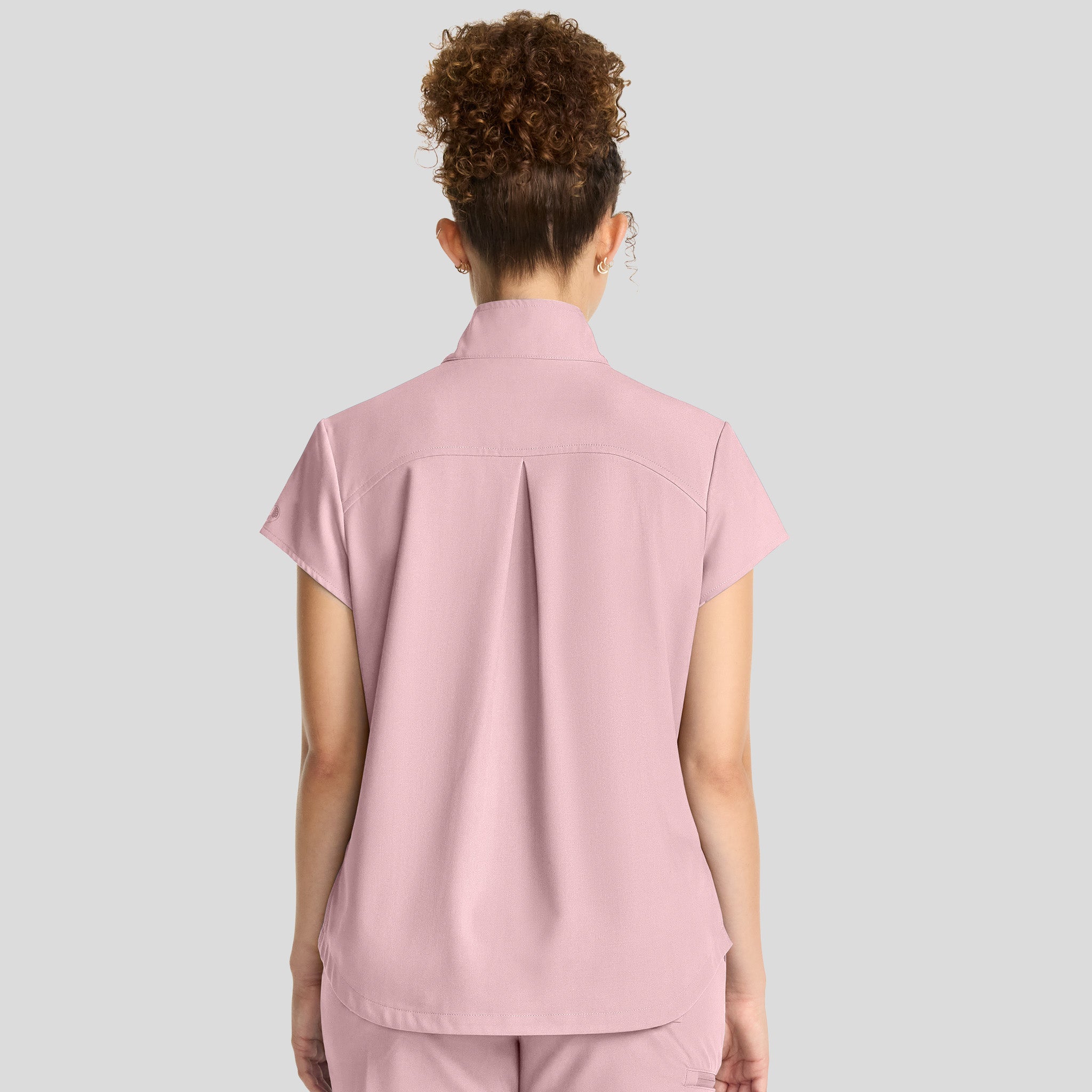 Women's Bella Quarter Zip Scrub Top | Pink Pearl