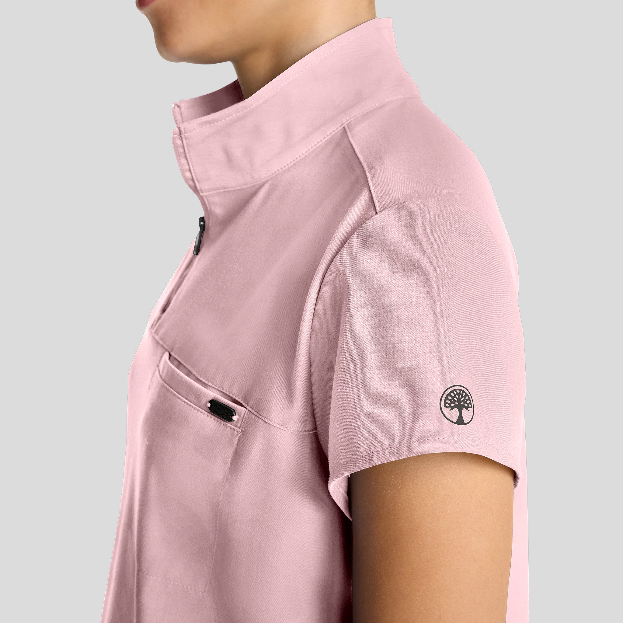 Women's Bella Quarter Zip Scrub Top | Pink Pearl
