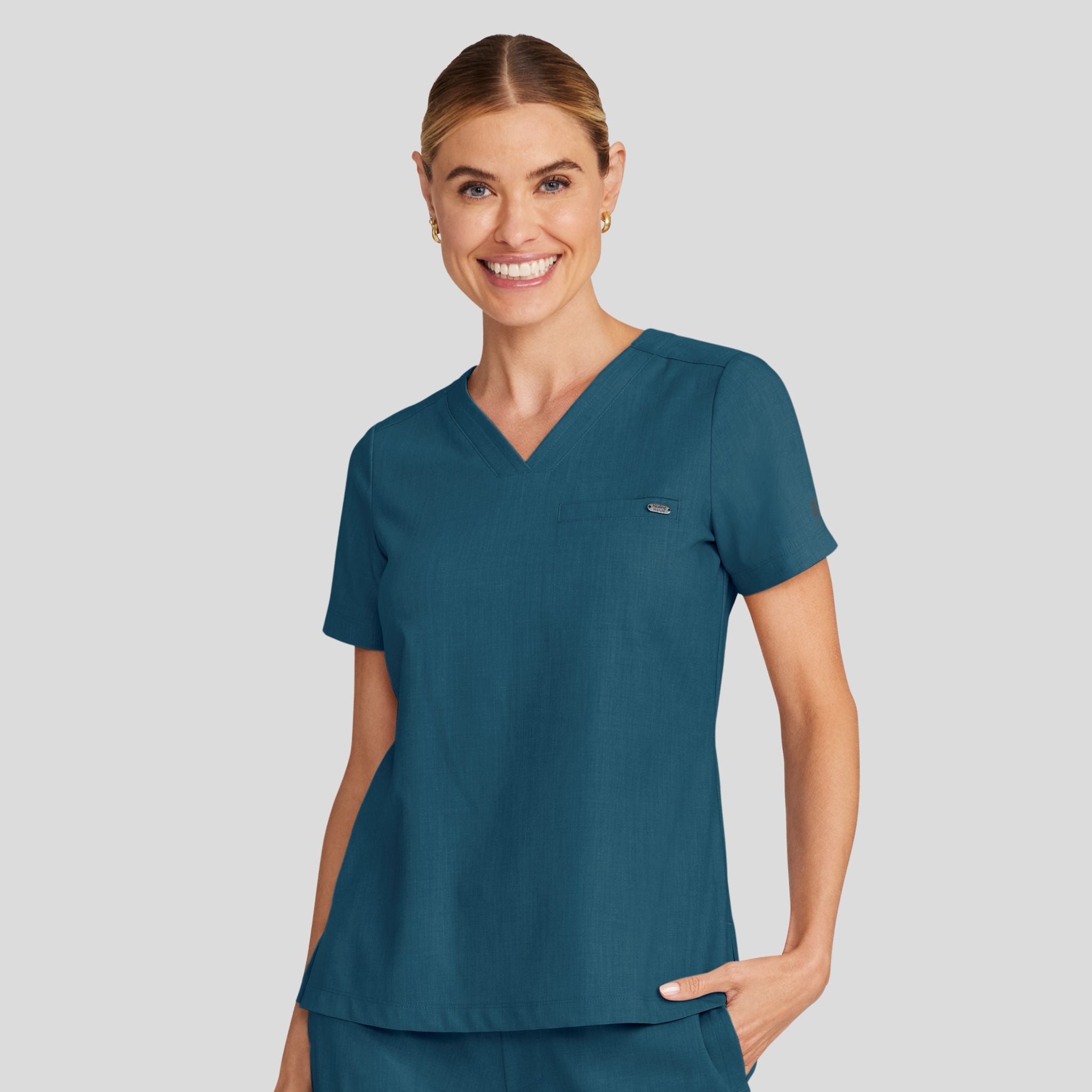 Women's Billie V-Neck Scrub Top | Caribbean