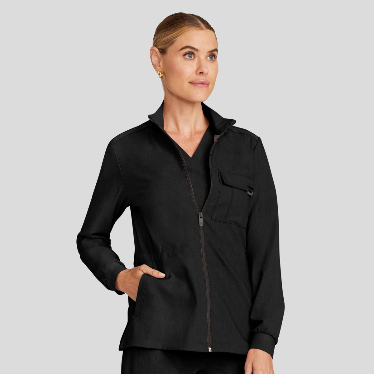 Women's Brooks Utility Scrub Jacket Black Robert's Medical Uniforms