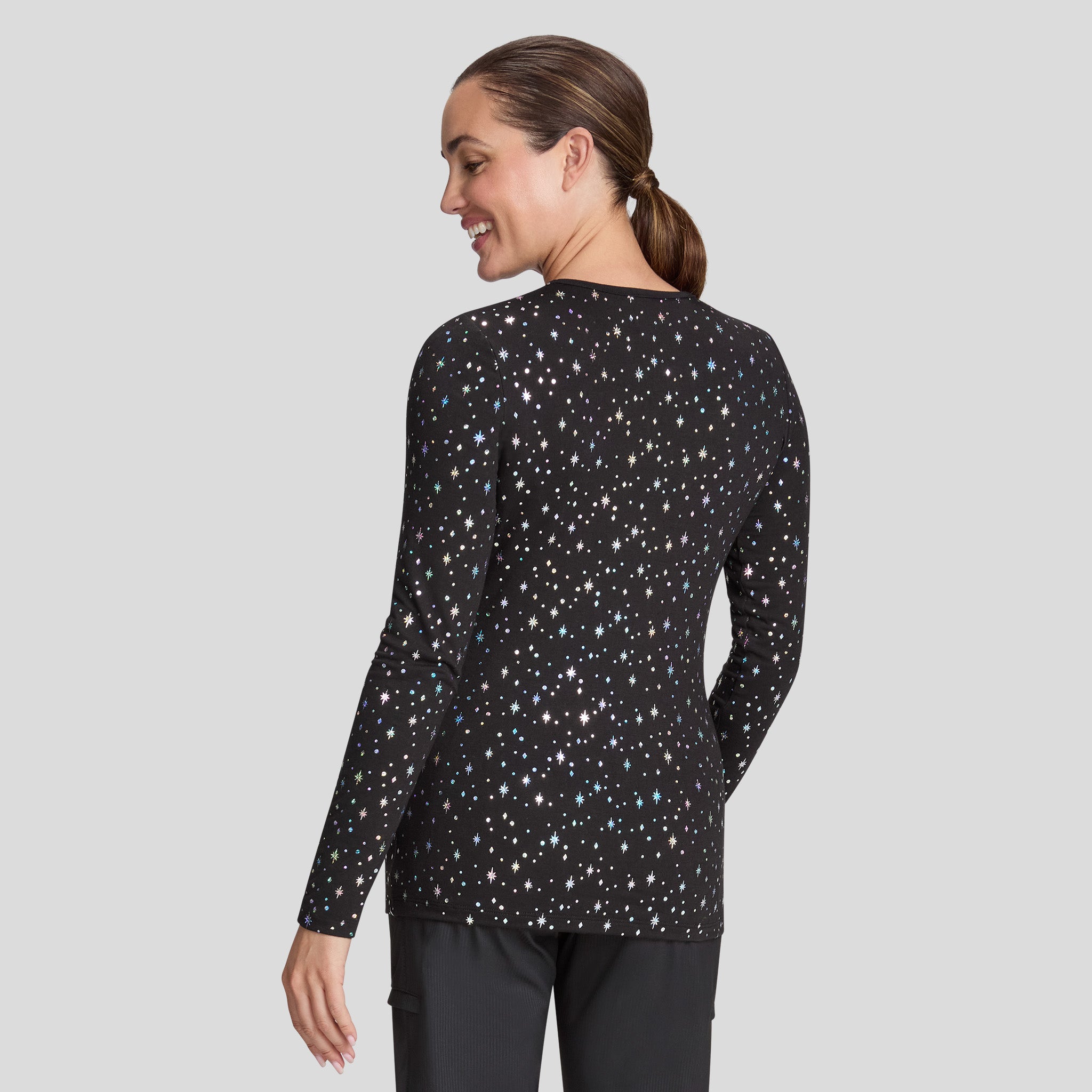 Lite Tessa Long-Sleeve | Black Iridescent Twinkle Pattern
