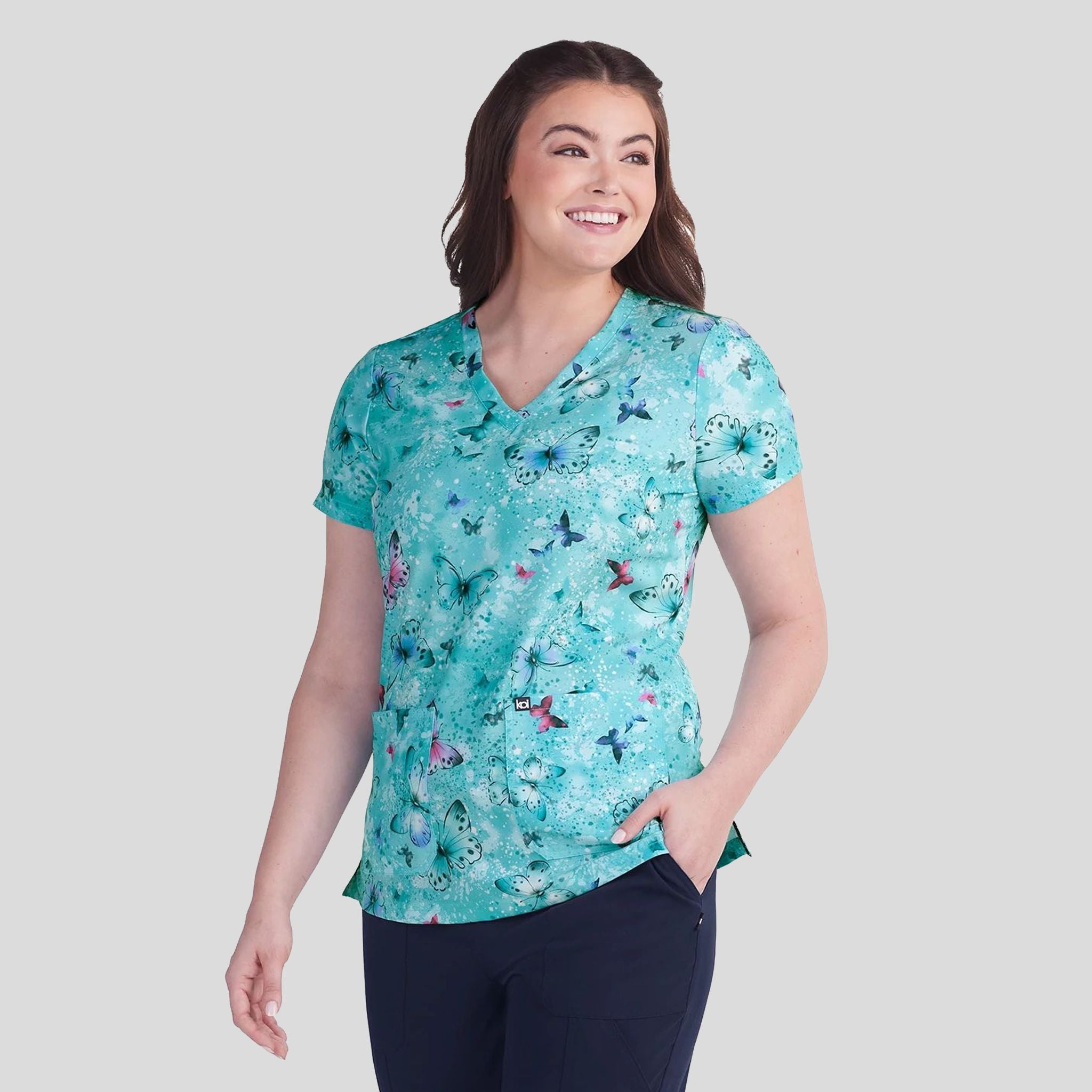 Women's 2-Pocket Print Scrub Top | Splatterflies