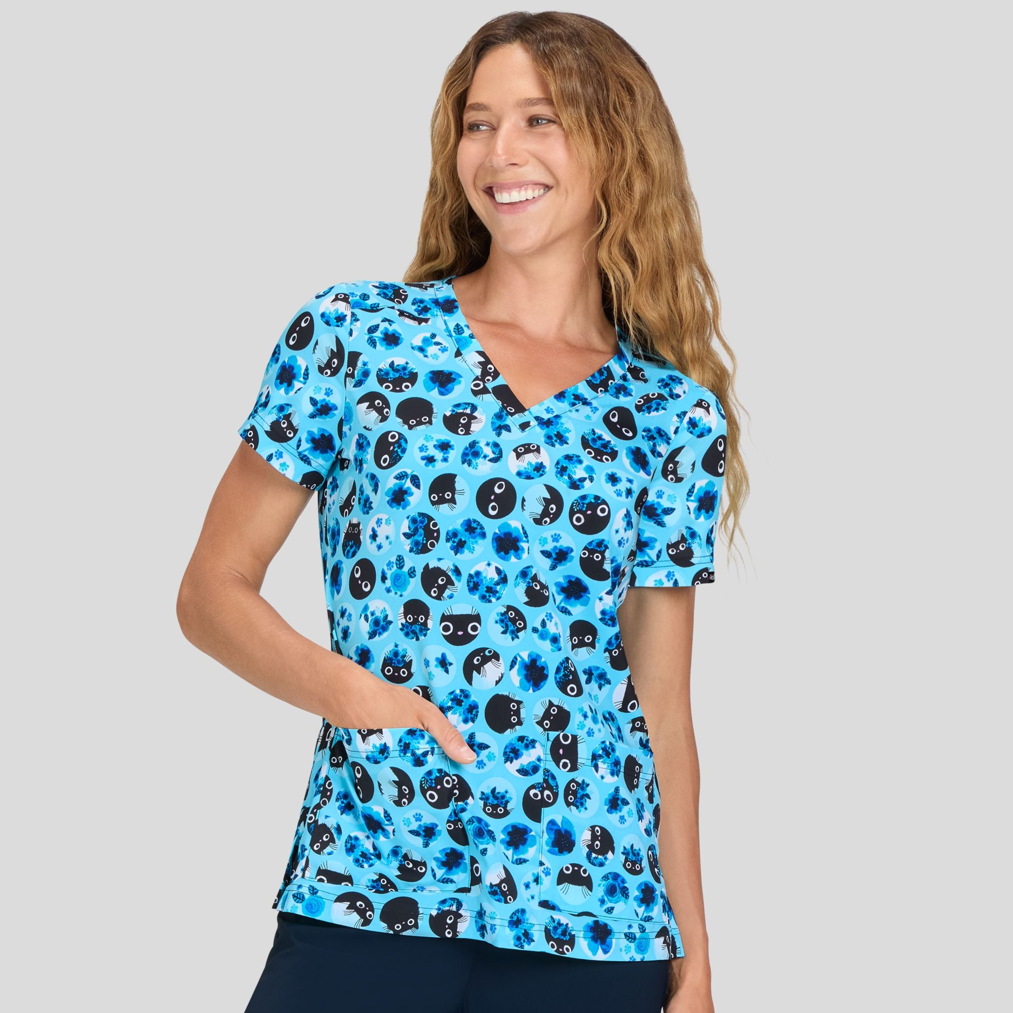 Rosalie Top | Blue Flower Cat