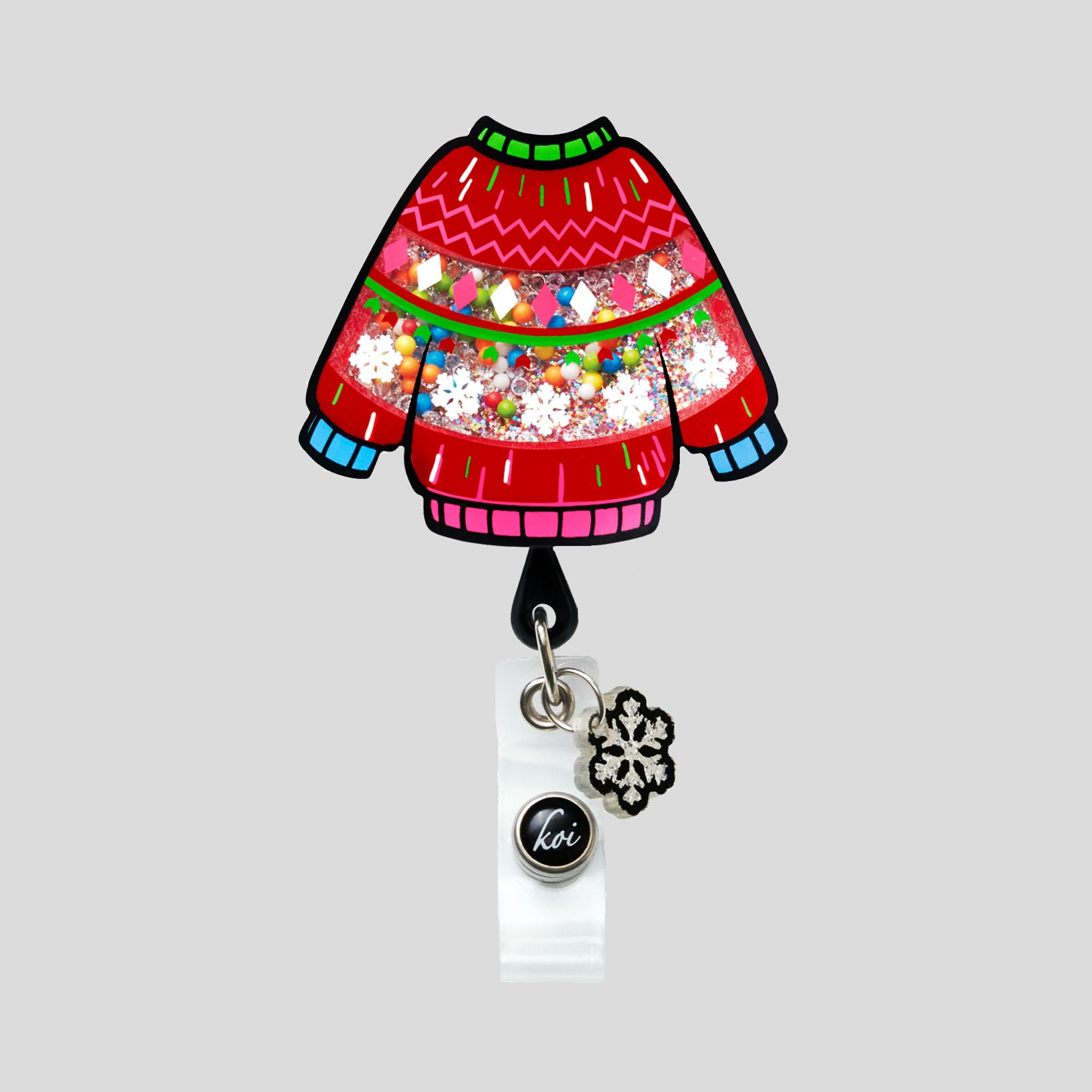 Ugly Sweater Shaker Badge Reel