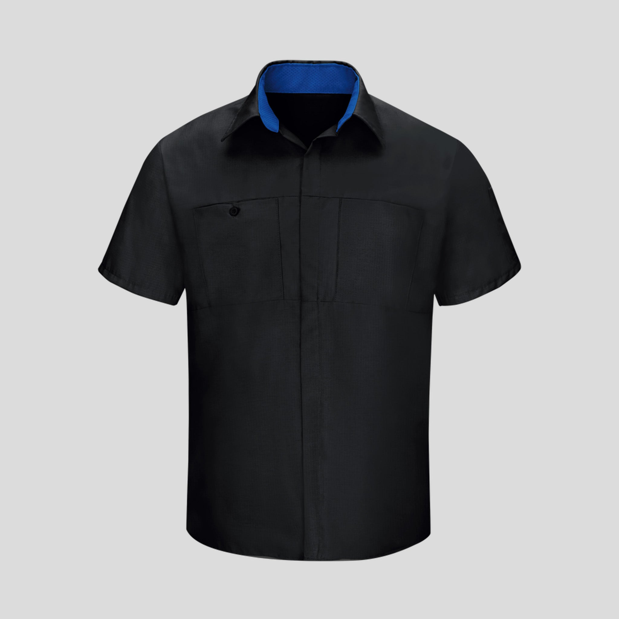 Short Sleeve Performance Plus Shop Shirt With Oilblok Technology | Black / Royal Blue Mesh