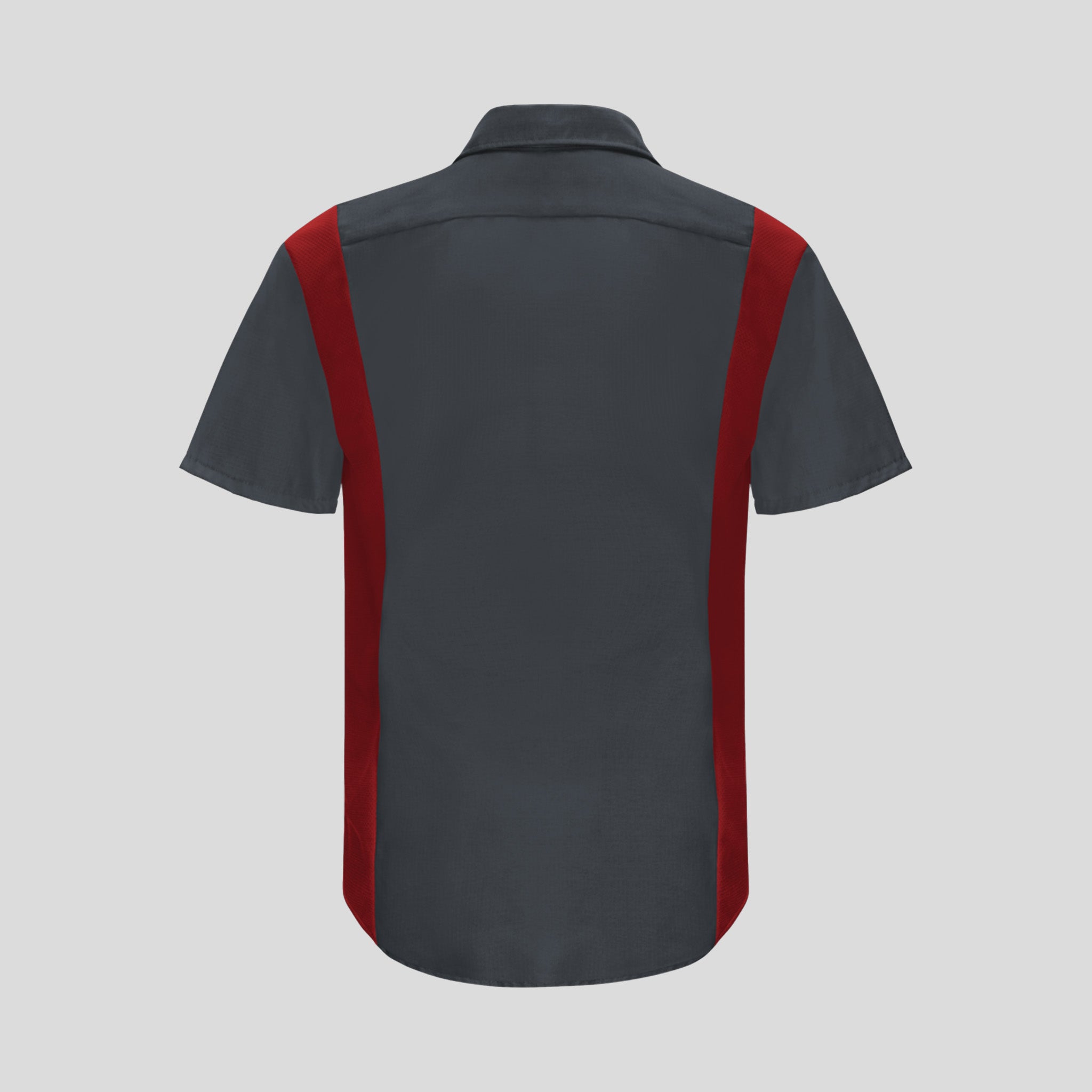 Short Sleeve Performance Plus Shop Shirt With Oilblok Technology | Charcoal/Fireball Red Mesh