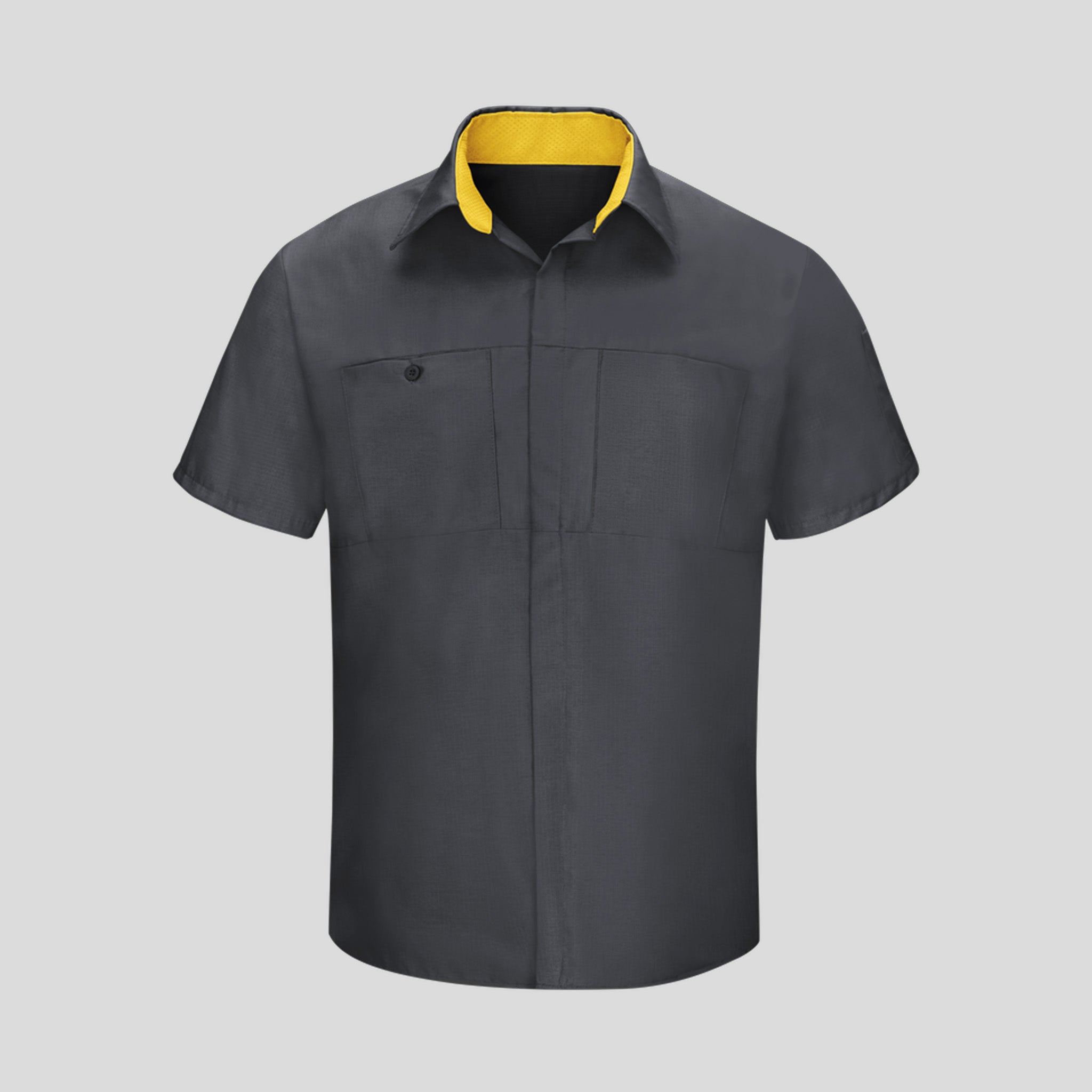 Short Sleeve Performance Plus Shop Shirt With Oilblok Technology | Charcoal/Yellow Mesh