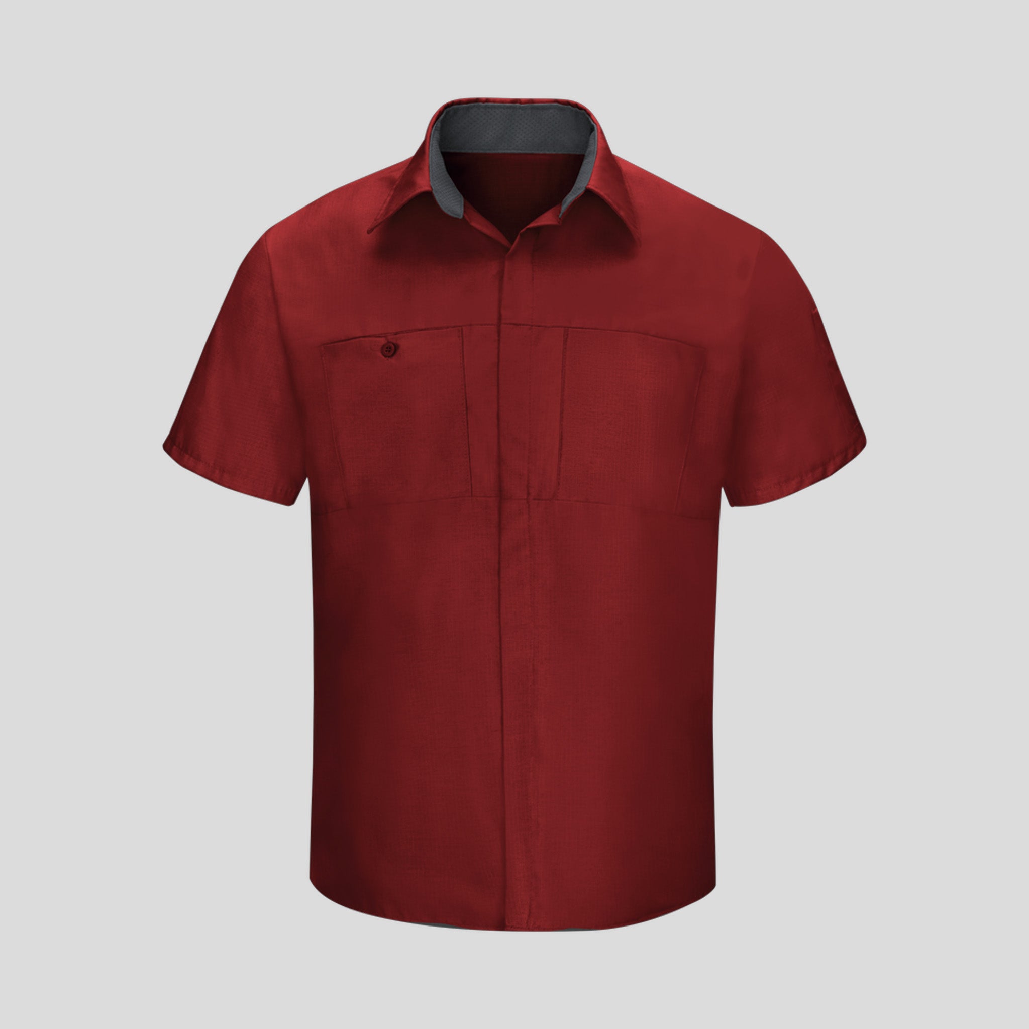Short Sleeve Performance Plus Shop Shirt With Oilblok Technology | Fireball Red/Charcoal Mesh