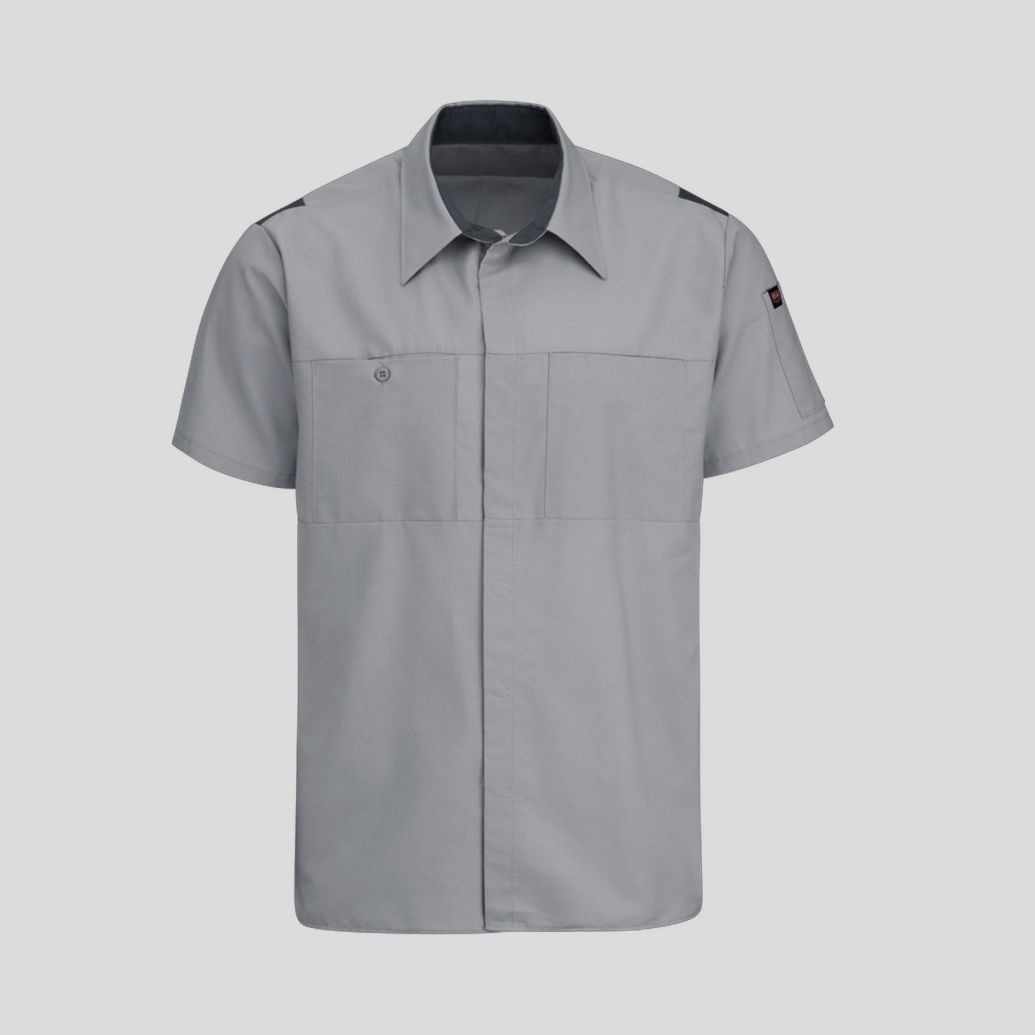 Short Sleeve Performance Plus Shop Shirt With Oilblok Technology | Light Grey/Charcoal Mesh