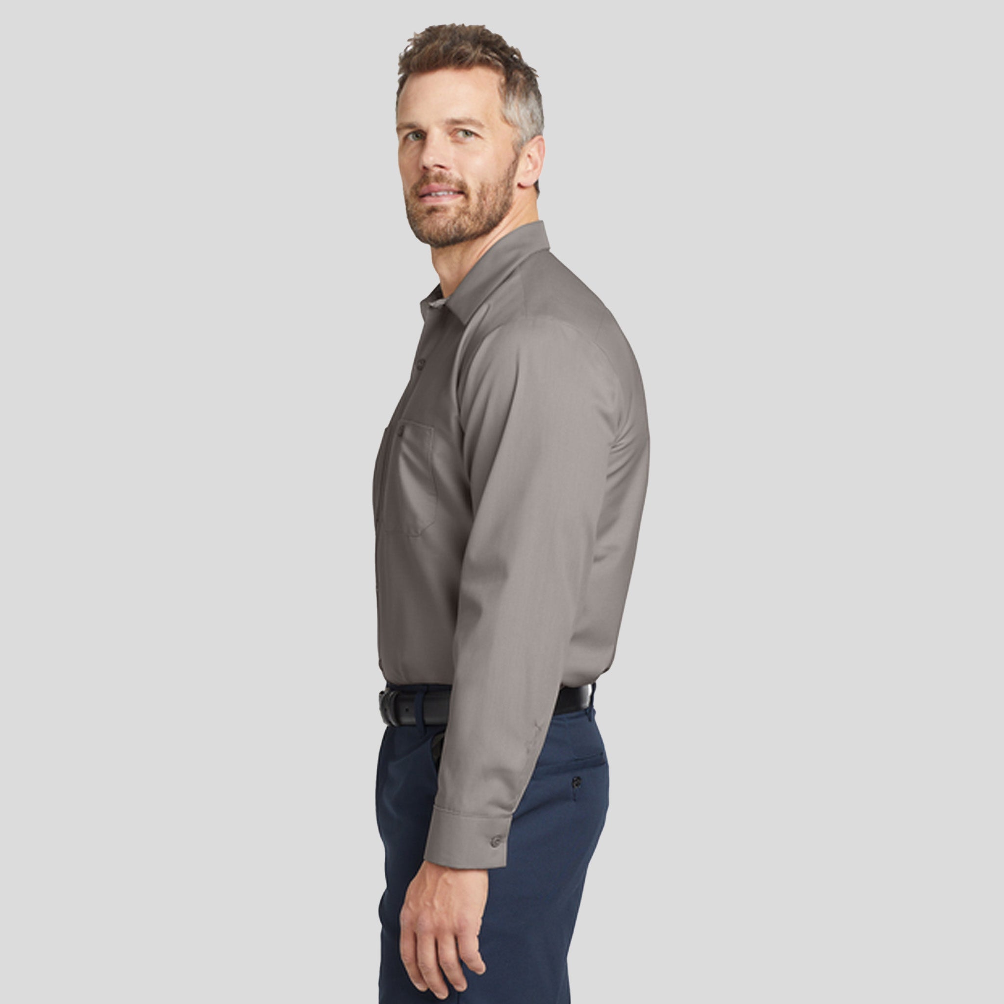Men's Long Sleeve Industrial Work Shirt | Grey