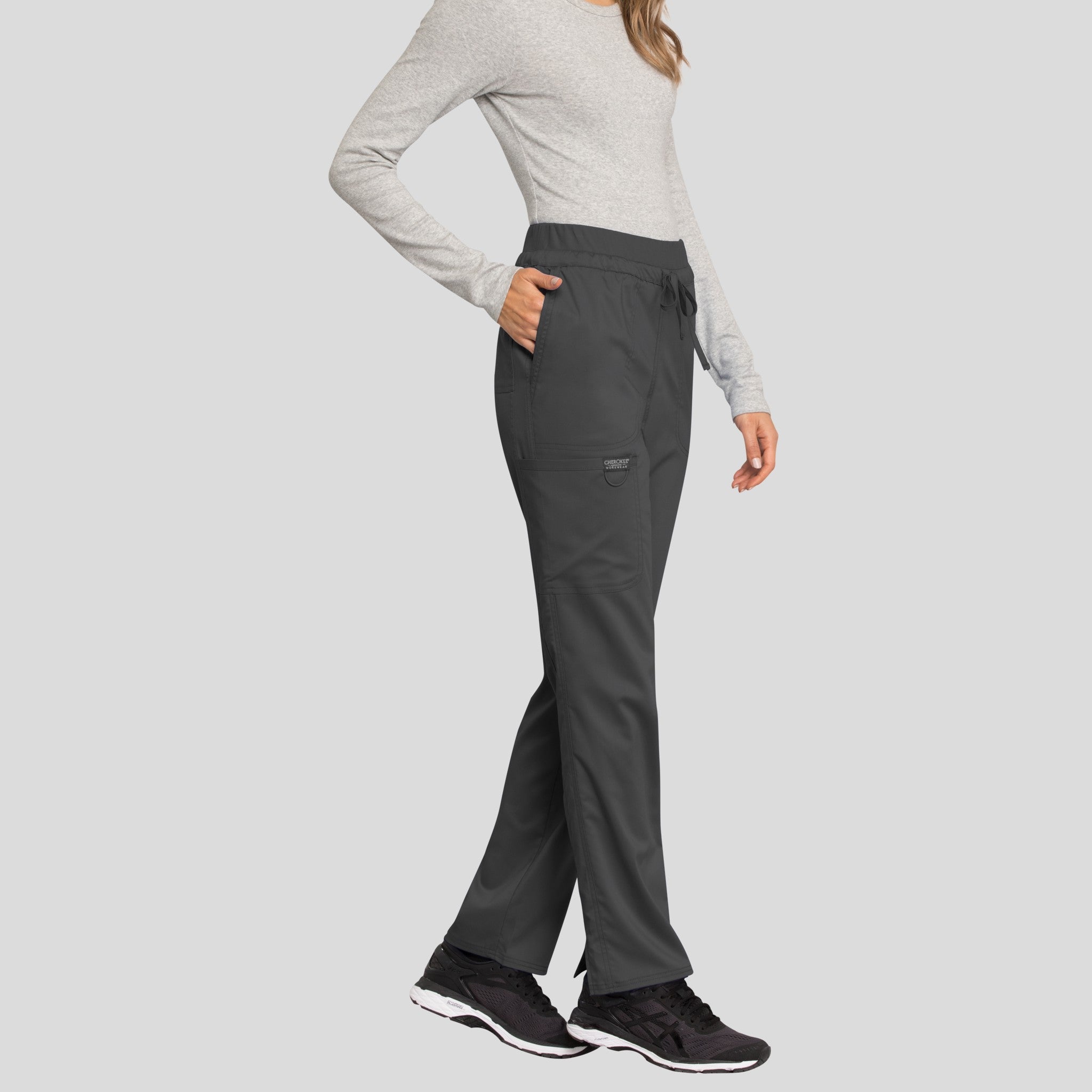 Tapered Leg Drawstring Scrub Pant | Pewter