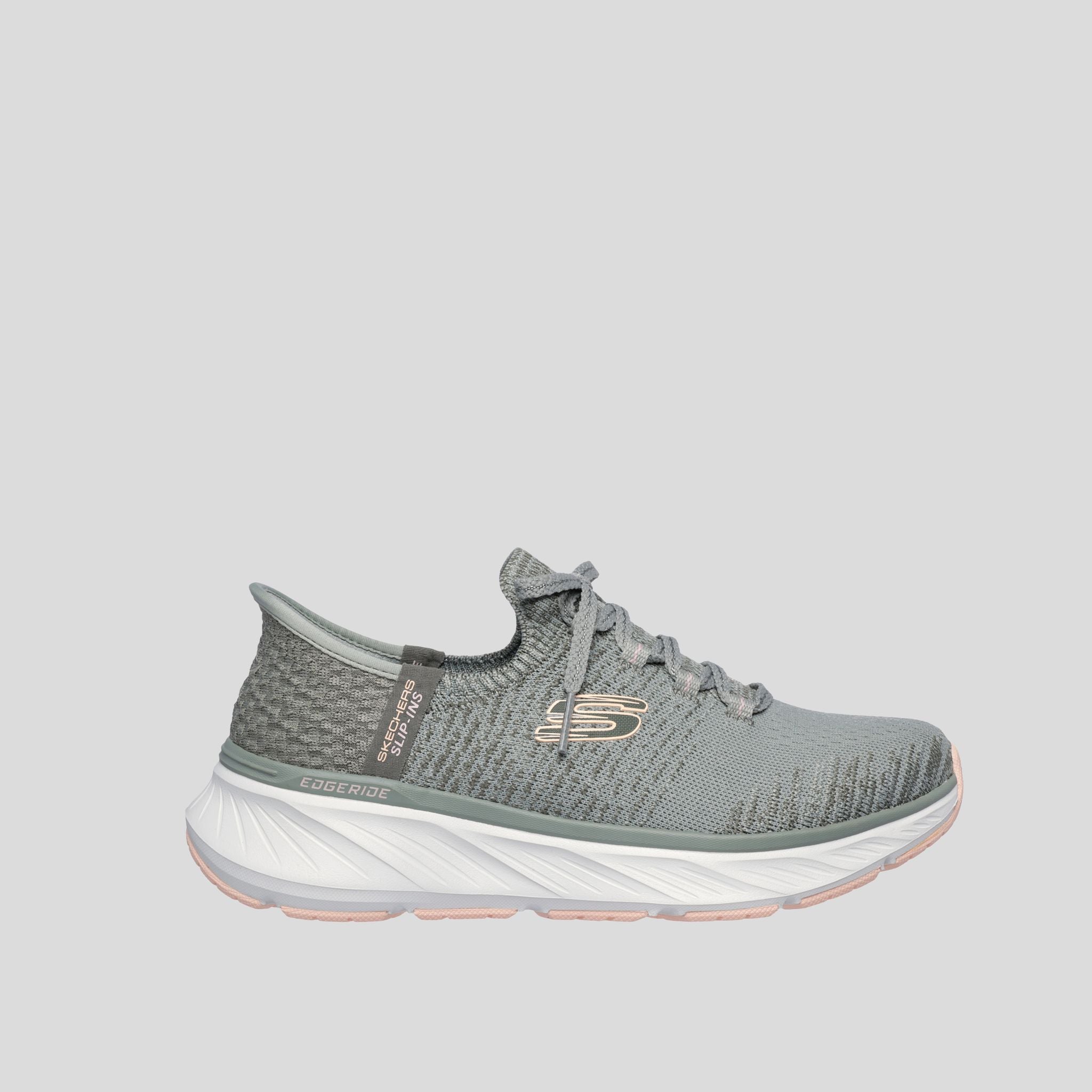 Skechers Slip-ins Relaxed Fit: Edgeride | Green Knit/Orange Trim