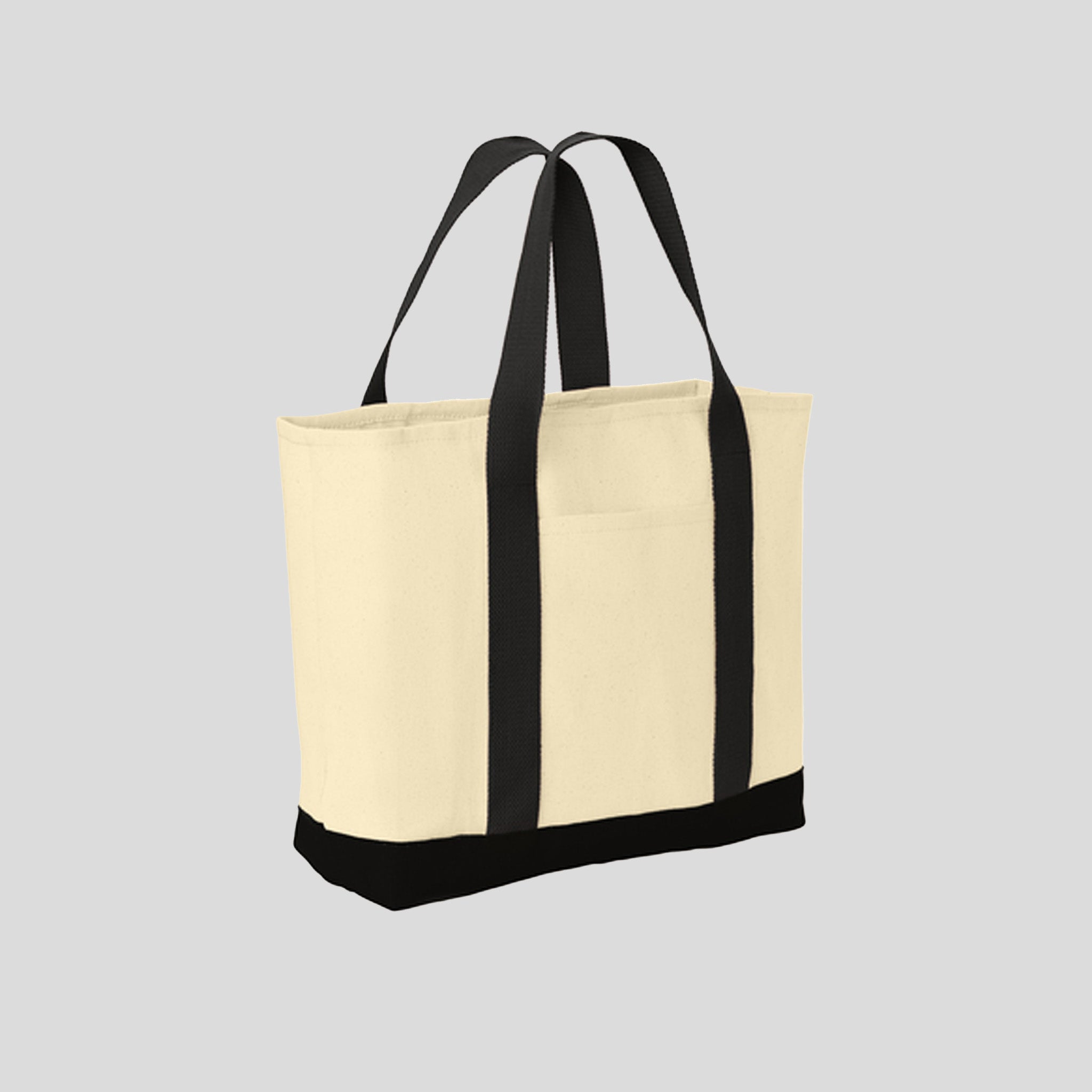 Ideal Twill Two-Tone Shopping Tote | Natural/Black