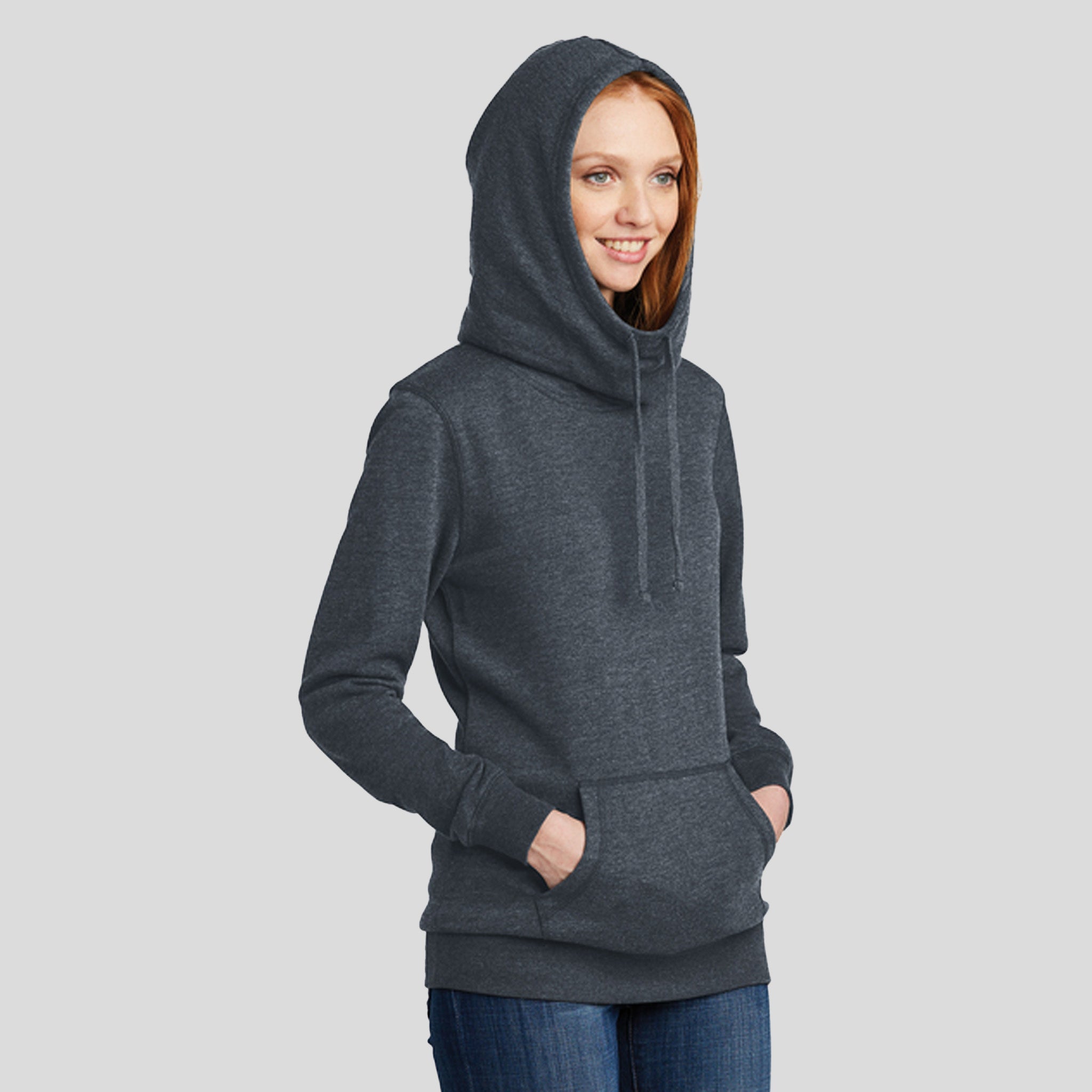 Womenβs Lightweight Fleece Hoodie | Heathered Navy
