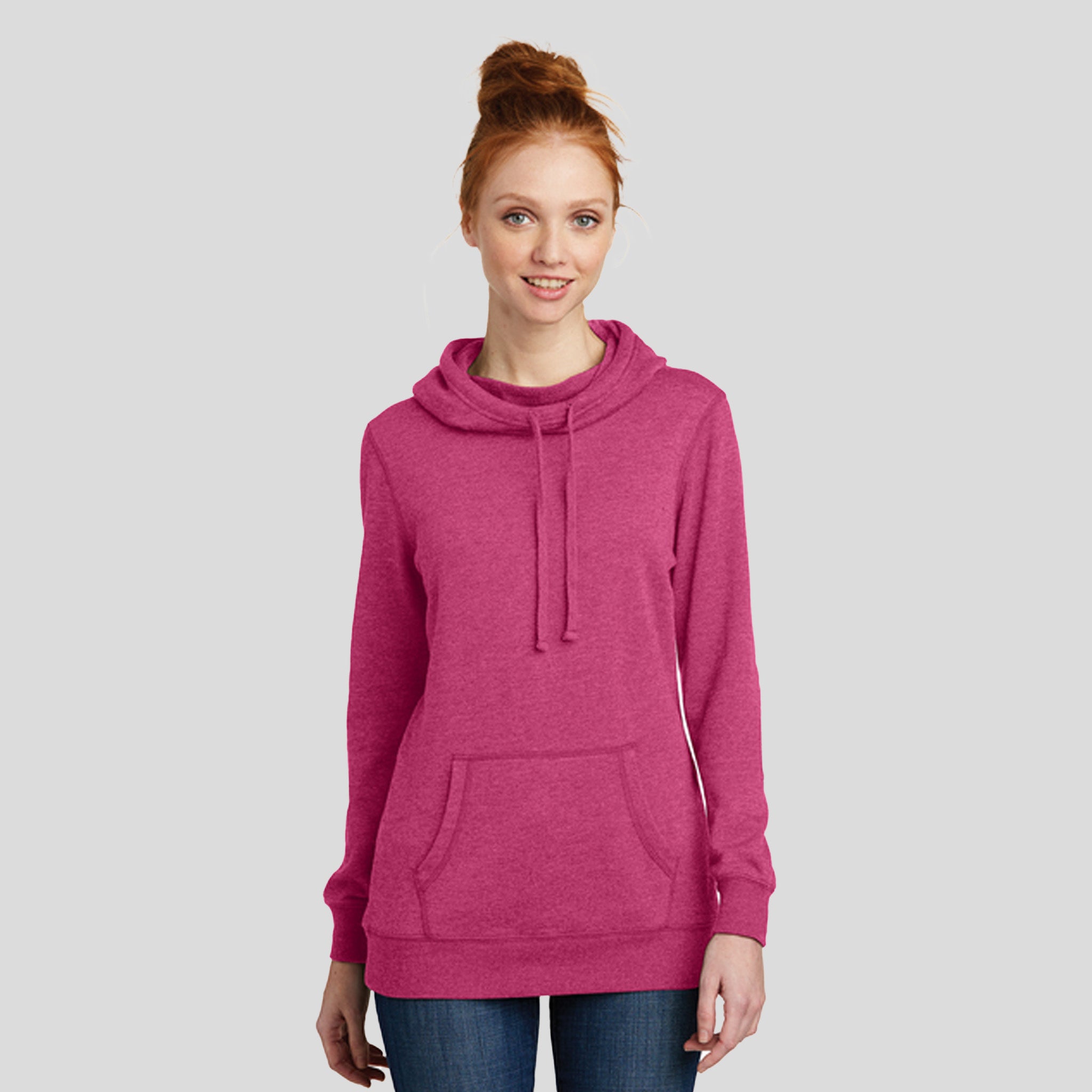 Womenβs Lightweight Fleece Hoodie | Heathered Pink Azalea