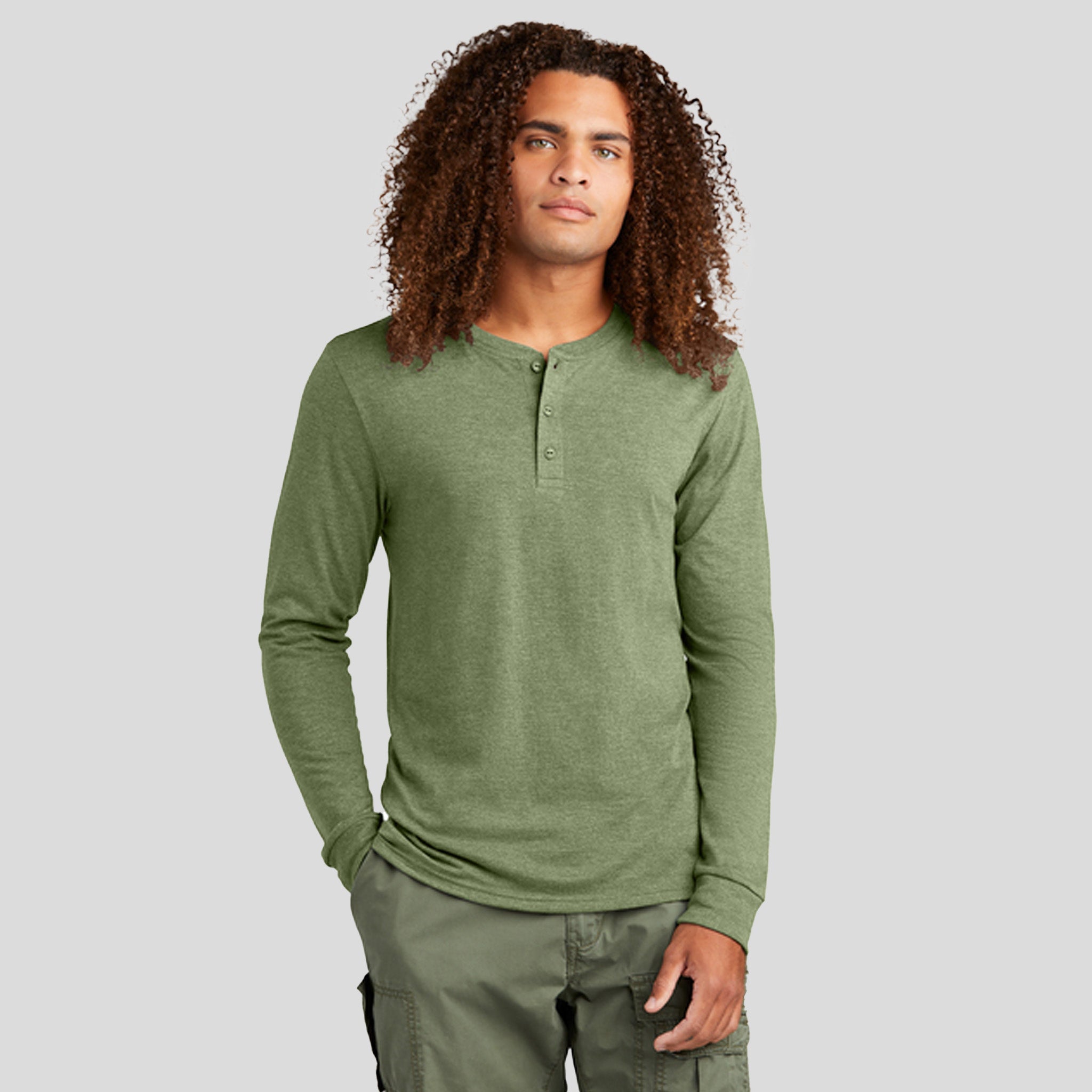 Perfect Triยฎ Long Sleeve Henley | Military Green Frost