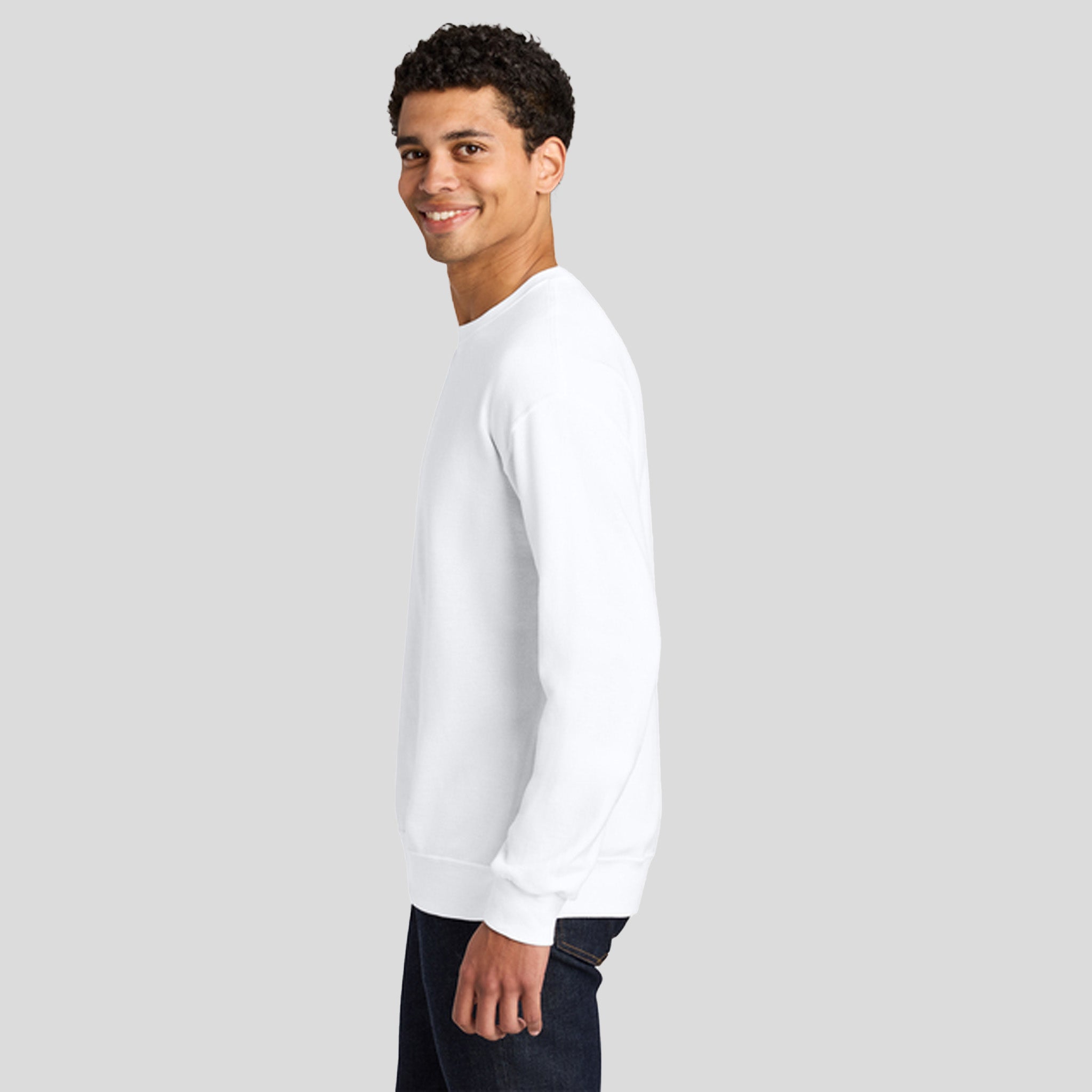 Ultimateβ’ Unisex CVC Ring Spun Crewneck Sweatshirt | White