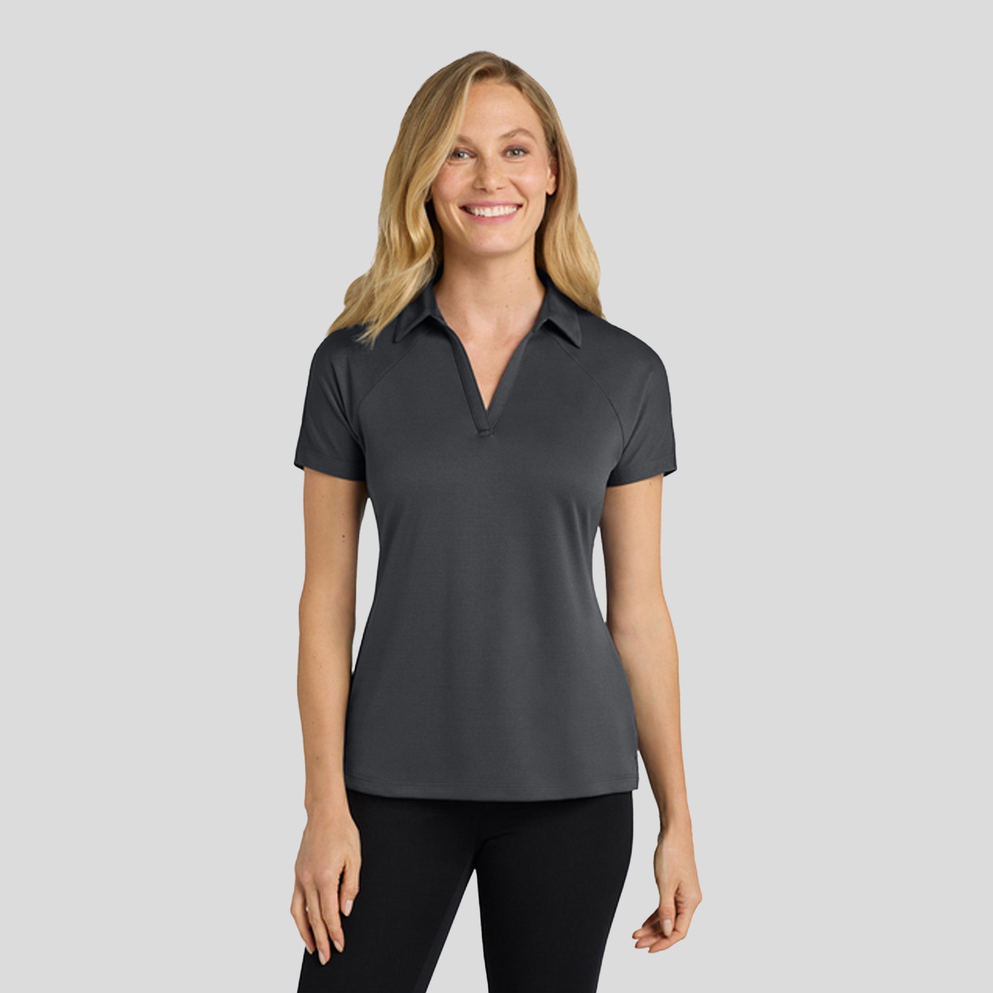 Women's Crossover Raglan Polo | Battleship Grey